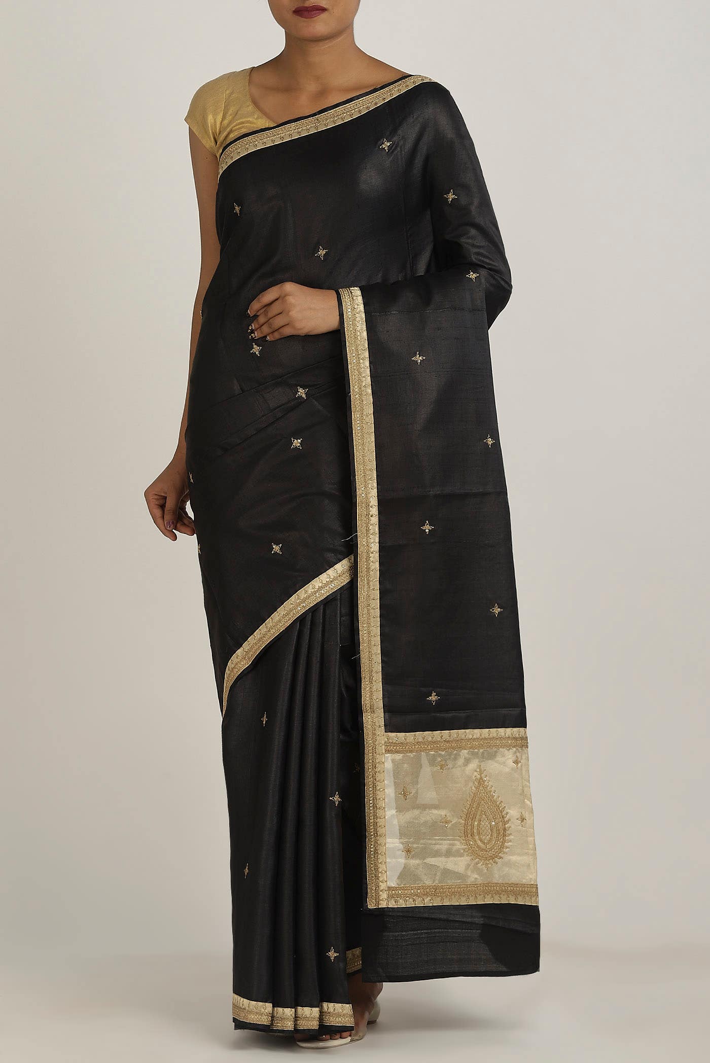 Black Bhagalpuri Tussar Silk Saree