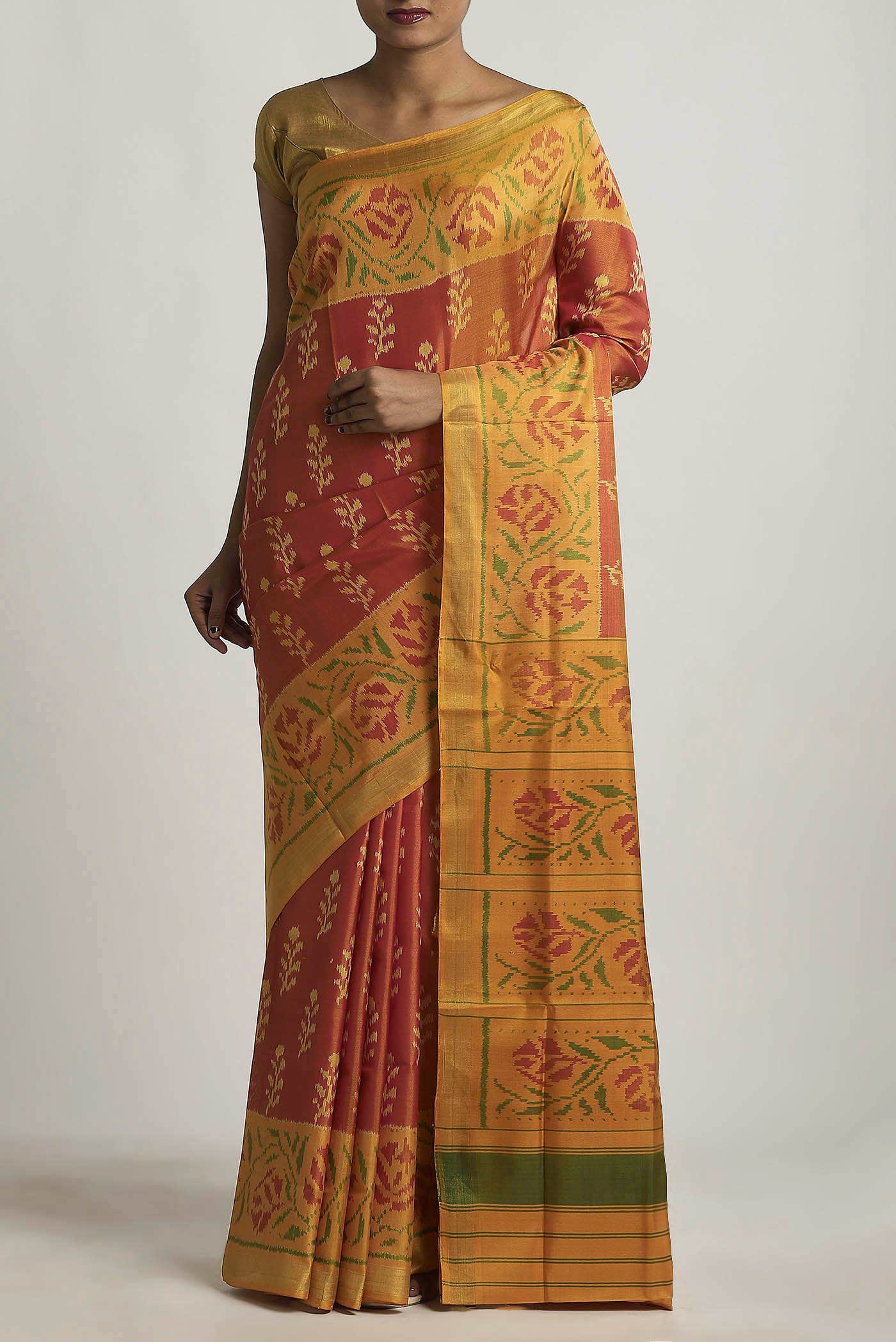 Rust Rajkot Patola Silk Saree