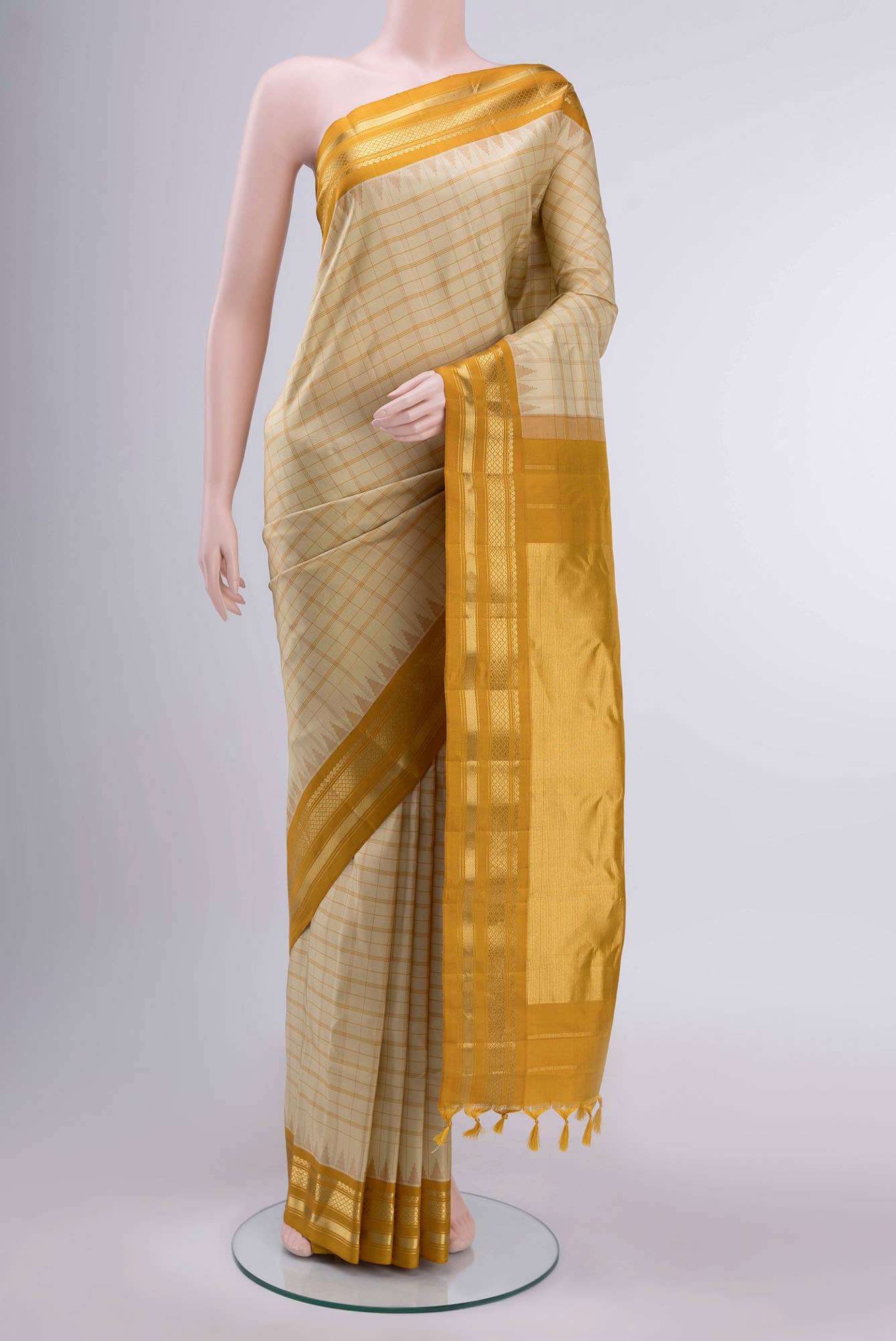 Cream Paithani Silk Saree