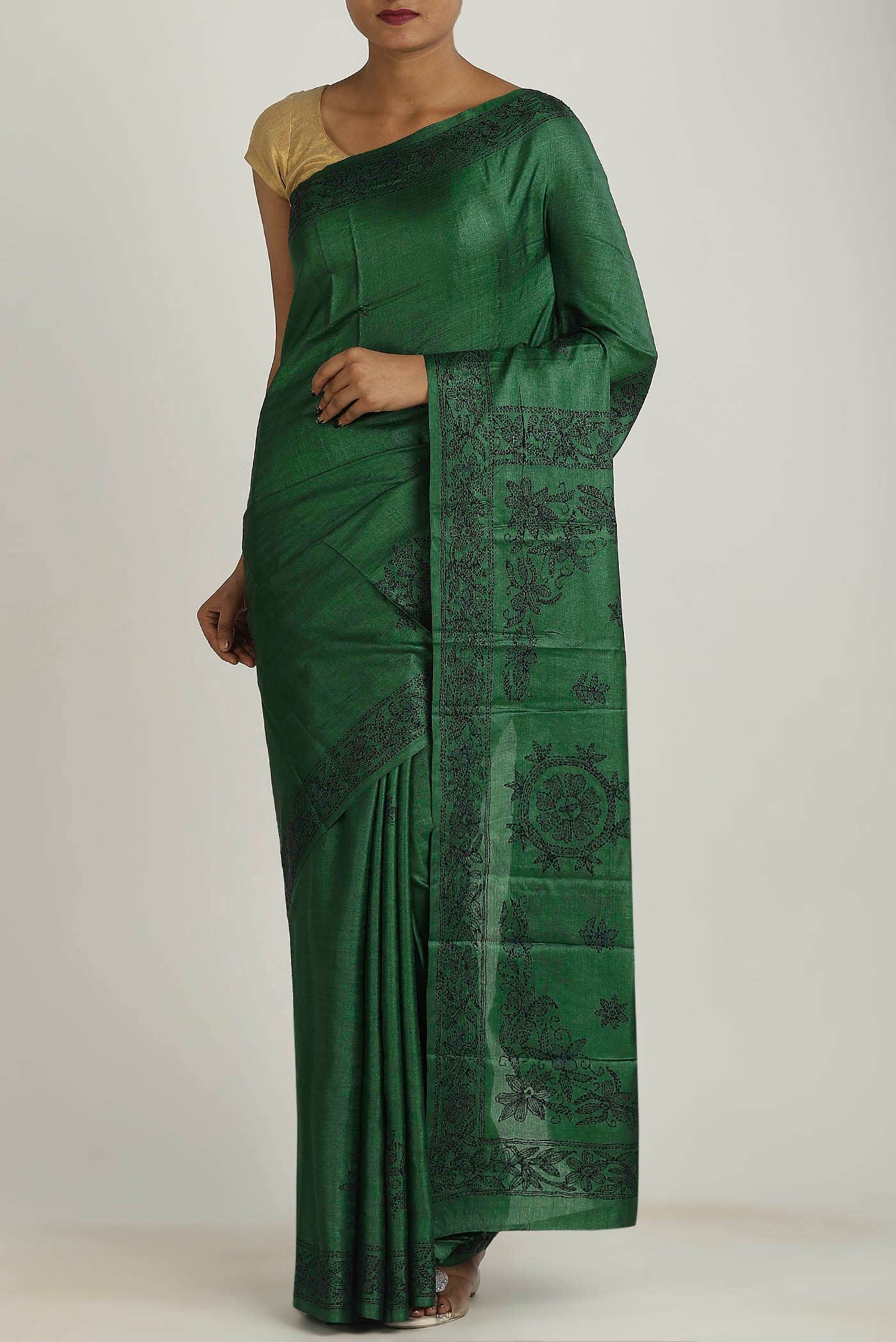 Green Tussar Silk Saree