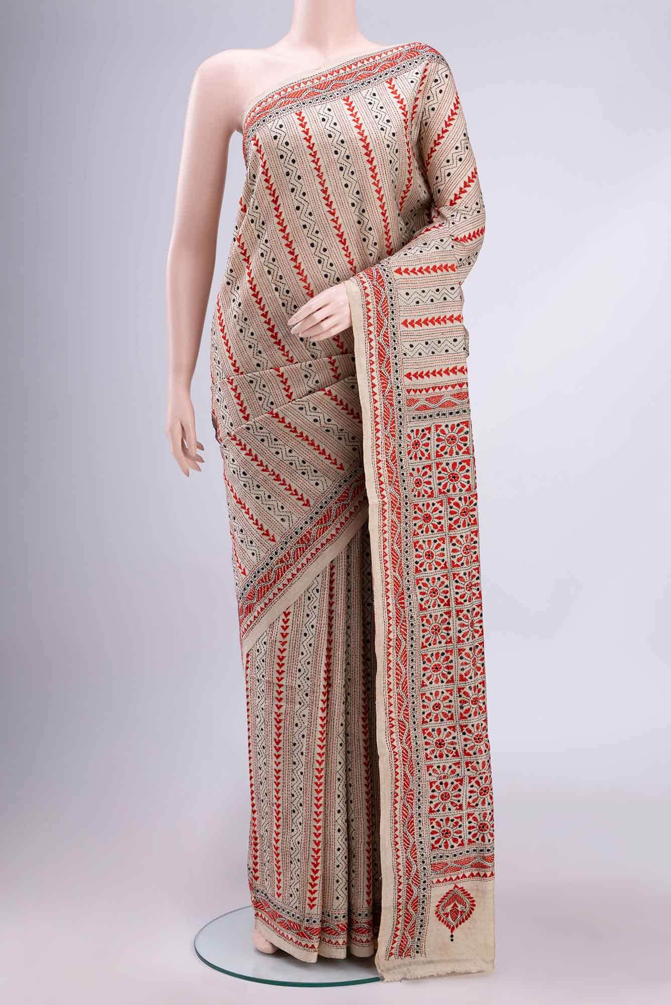 Off White Tussar Saree