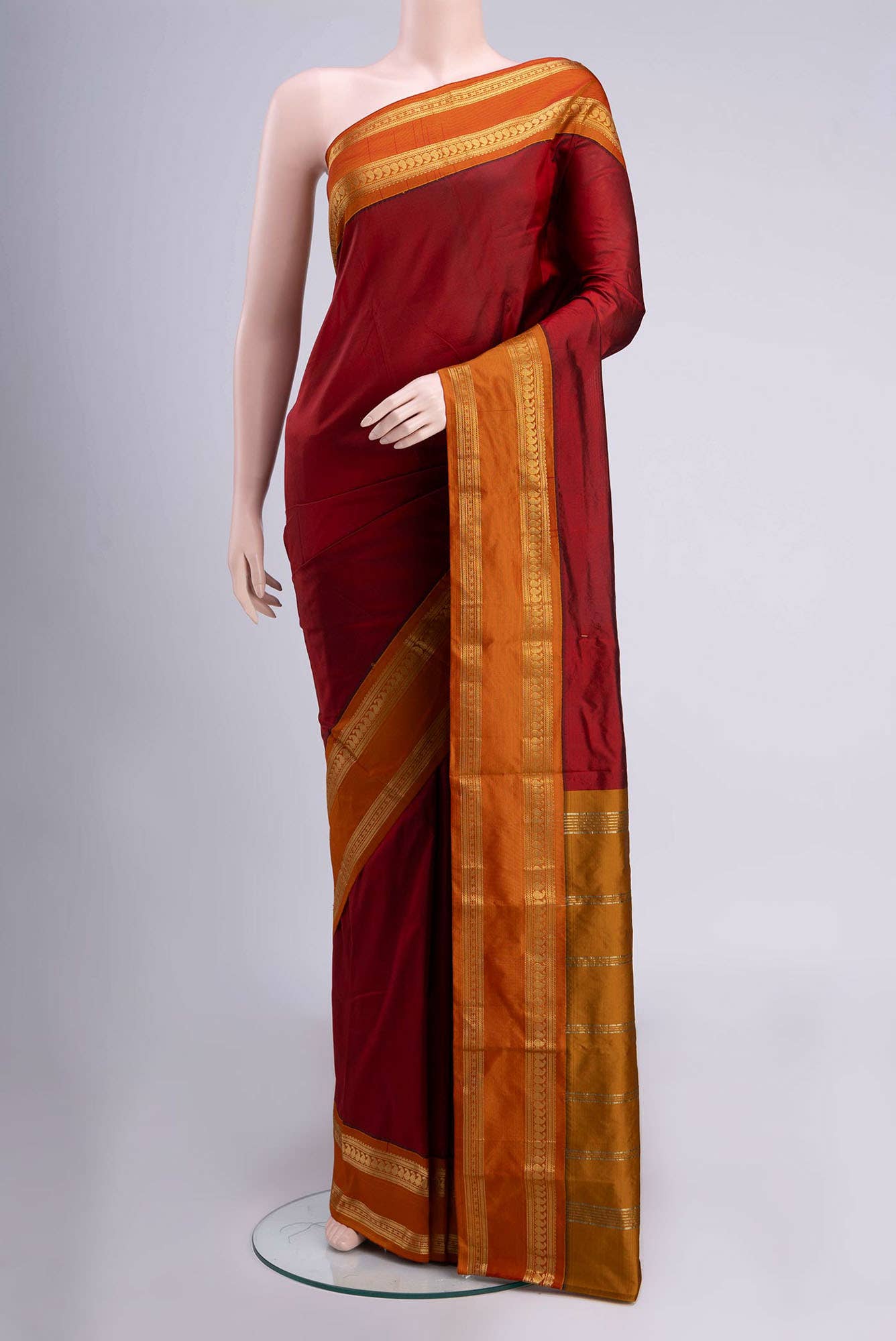 Maroon Blended Bangalore Silk Saree