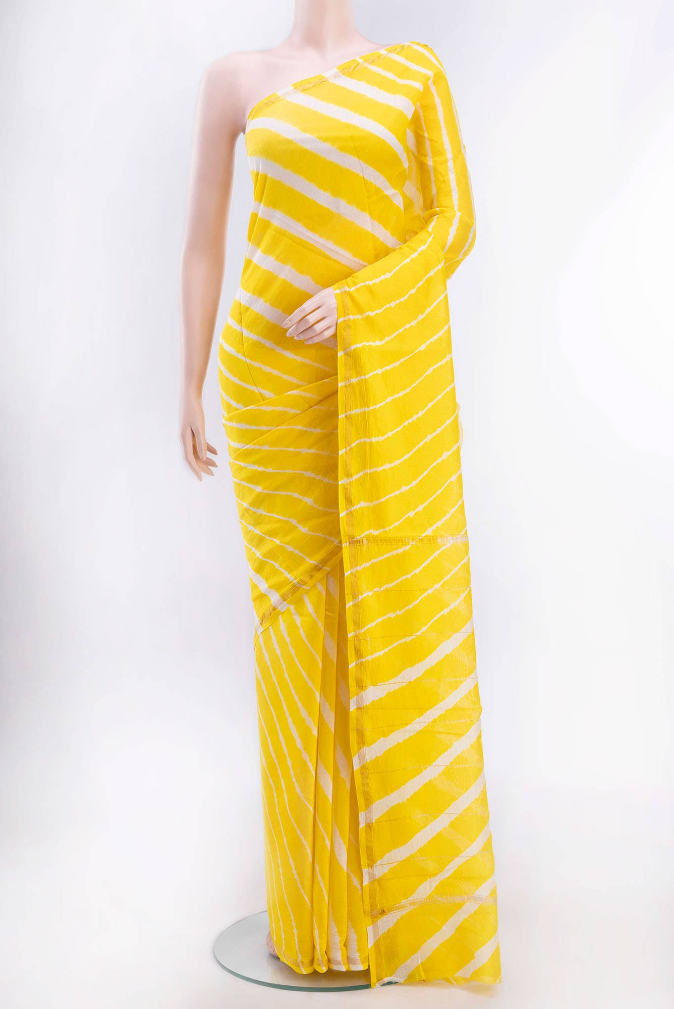 Lemon Yellow Chanderi Silk Cotton Saree
