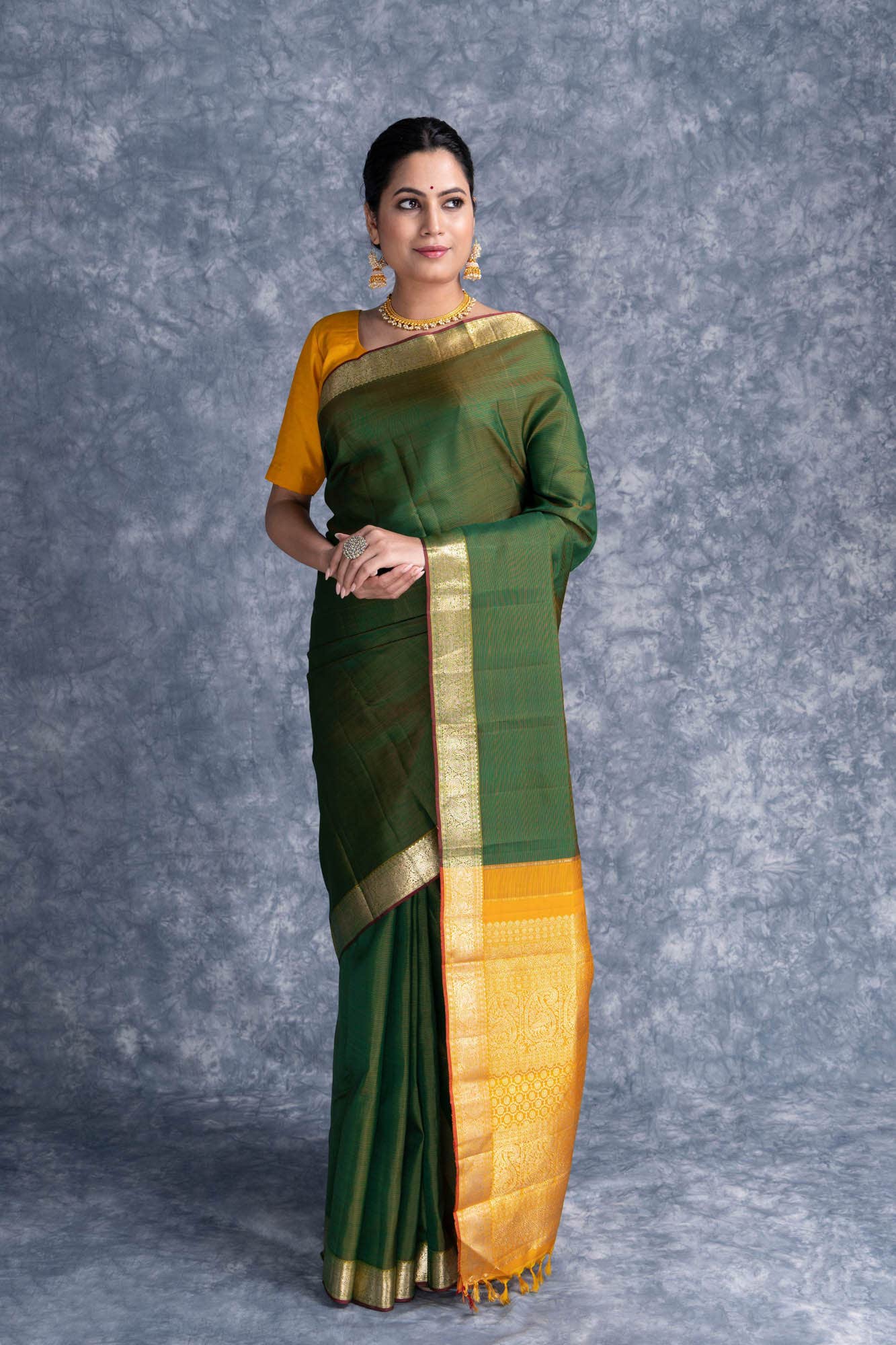 Pure Silk Pure Zari Green Kanchipuram Saree