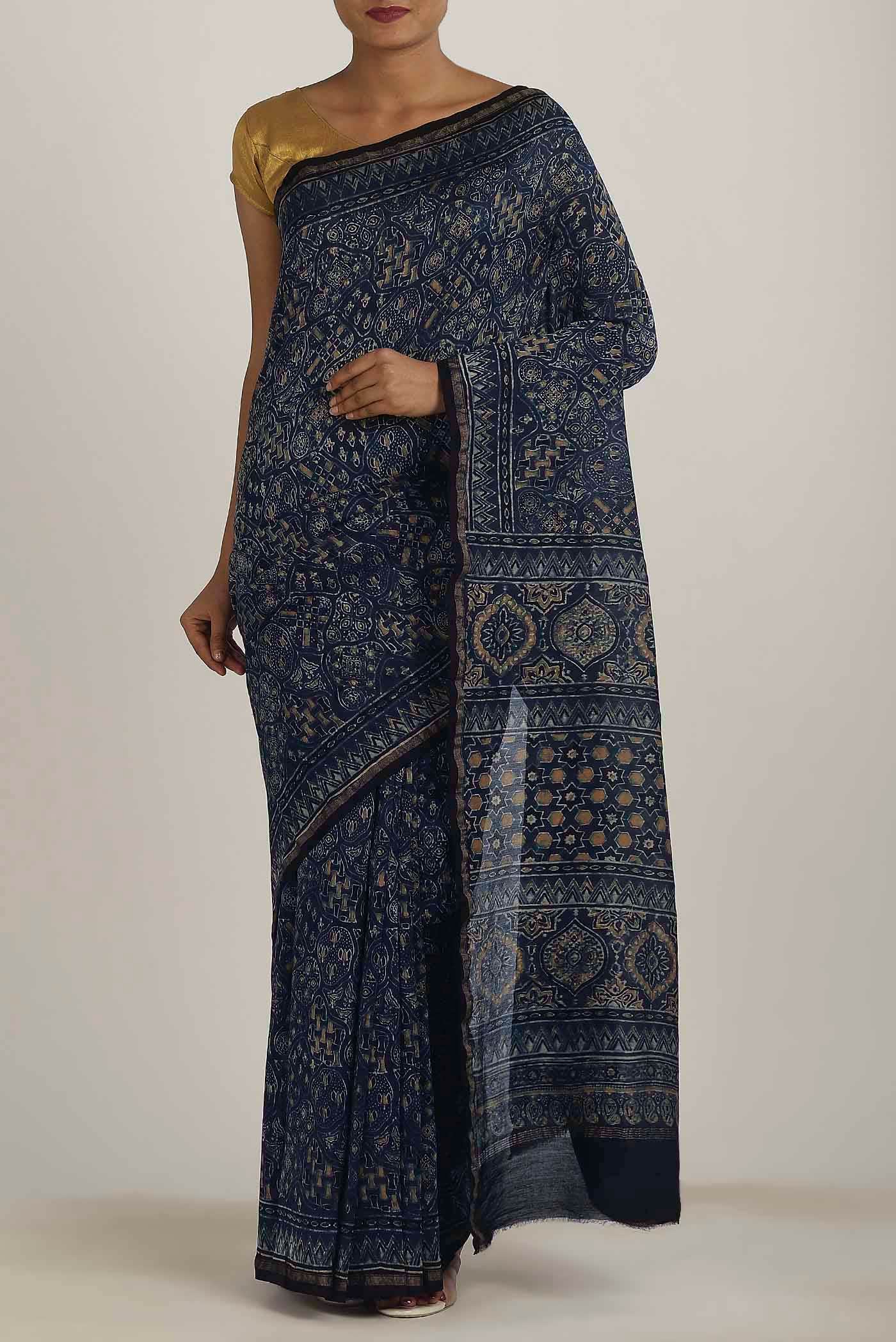 Blue Chanderi Silk Cotton Saree