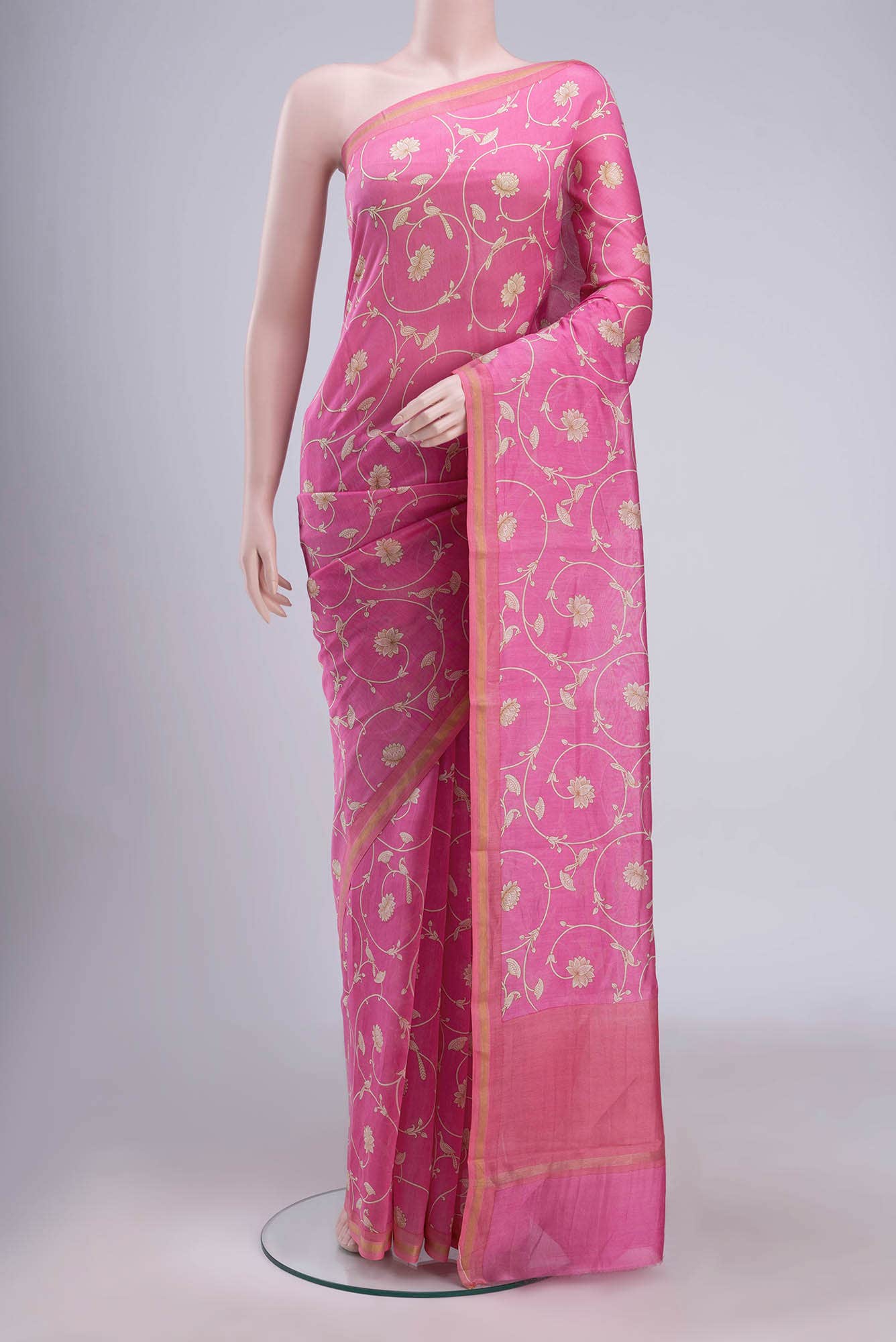 Pink Chanderi Silk Cotton Saree