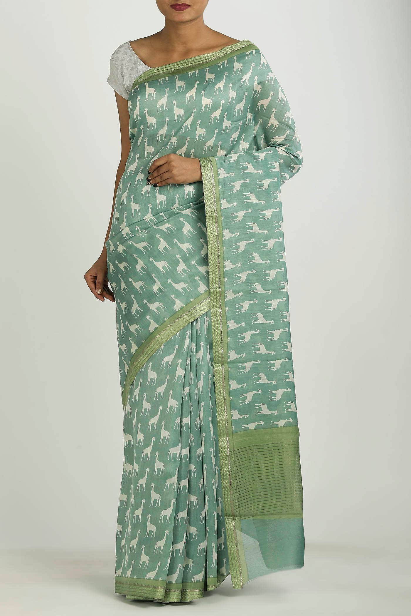 Green Chanderi Silk Cotton Saree