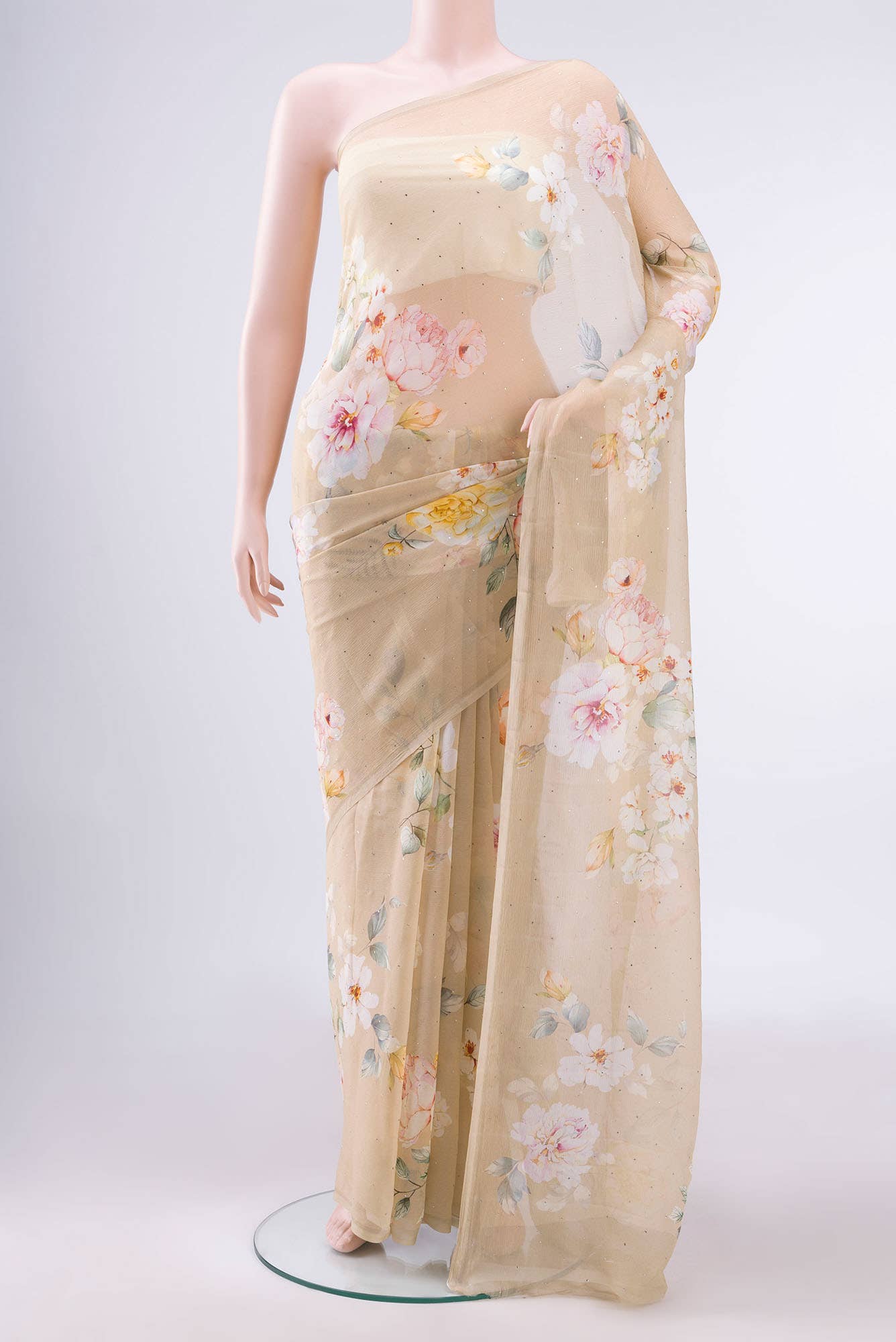 Beige Chiffon Saree