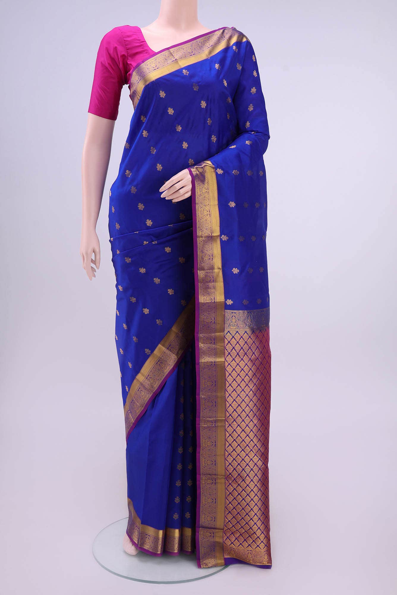 Electric Blue Kanchipuram Silk Saree