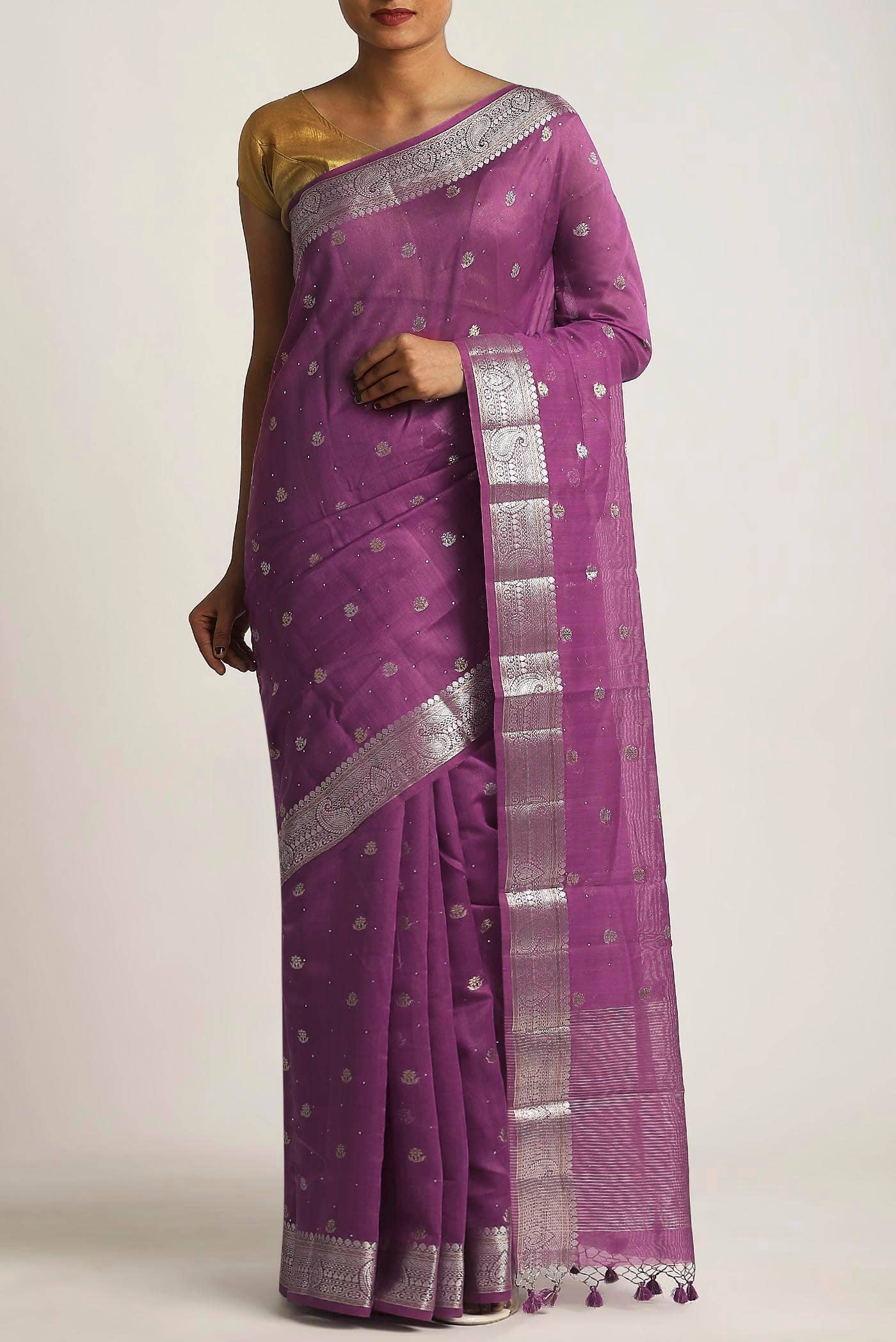 Purple Chanderi Silk Cotton Saree
