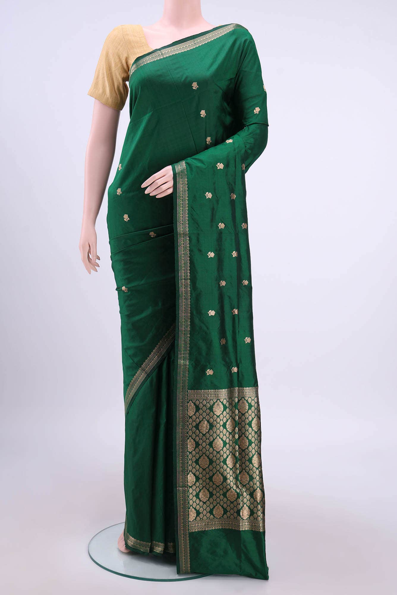 Green Banarasi Katan Silk Saree