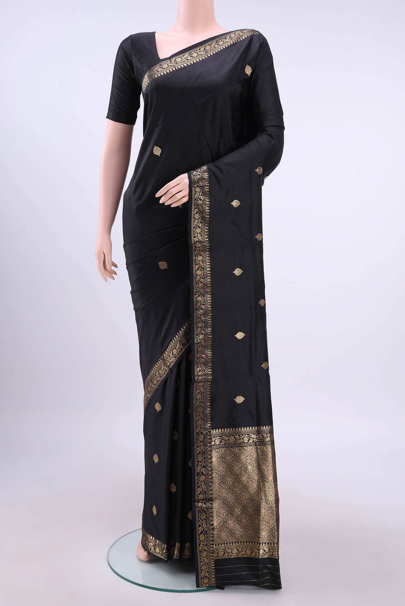 Black Banarasi Katan Silk Saree