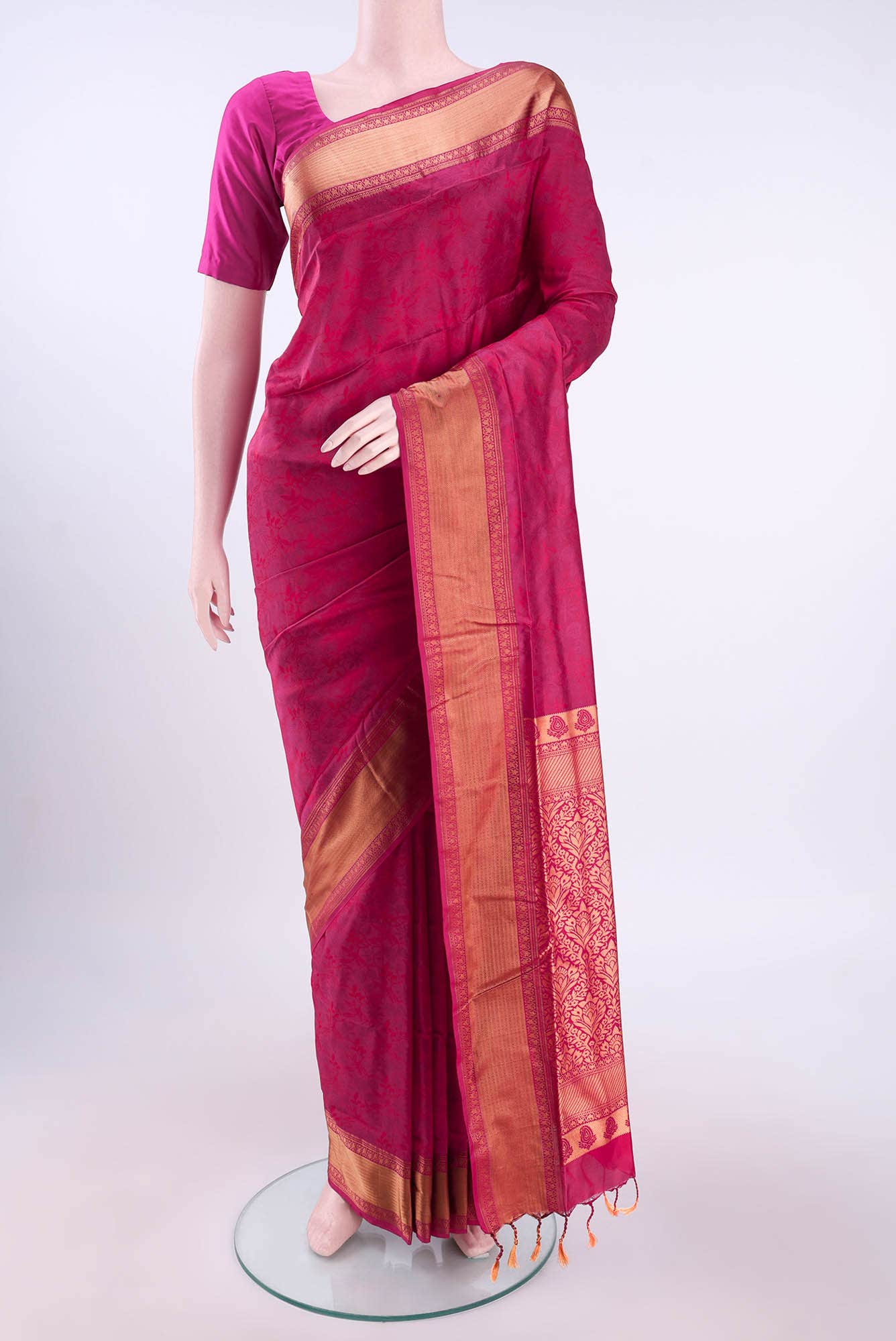 Dark Pink Coimbatore Silk Cotton Saree
