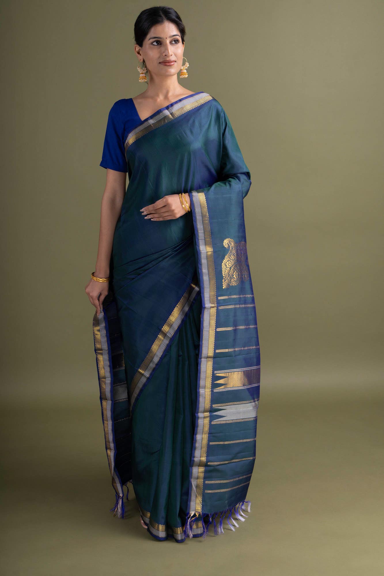 Blue Kanchipuram Saree