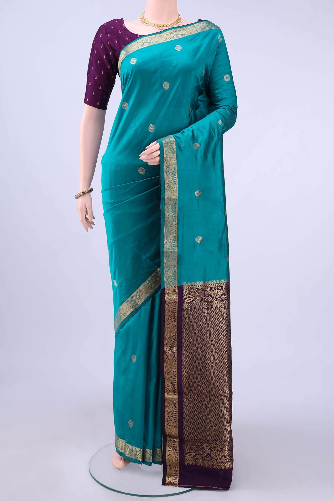 Blue Blended Bangalore Silk Saree