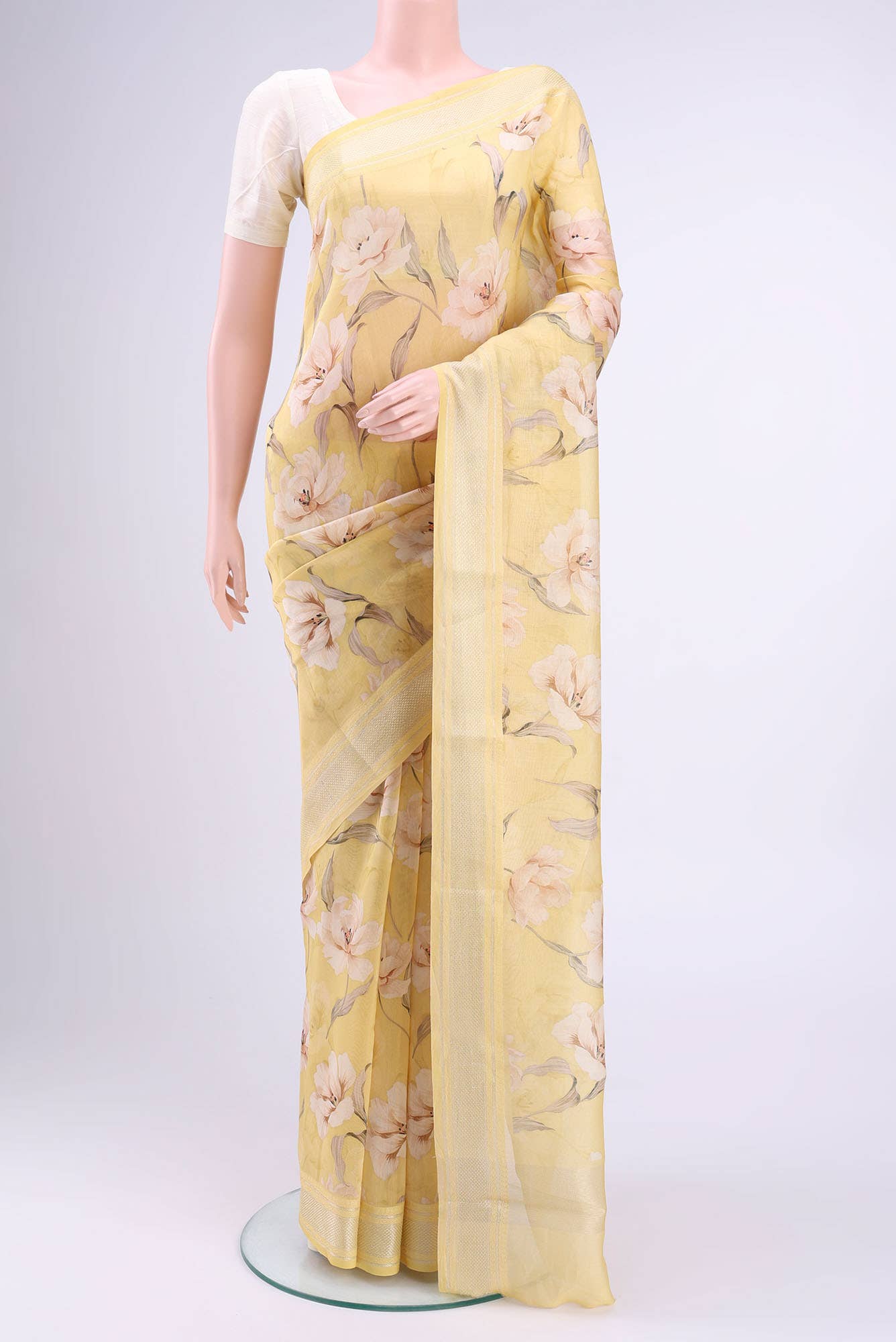 Yellow Chanderi Silk Cotton Saree