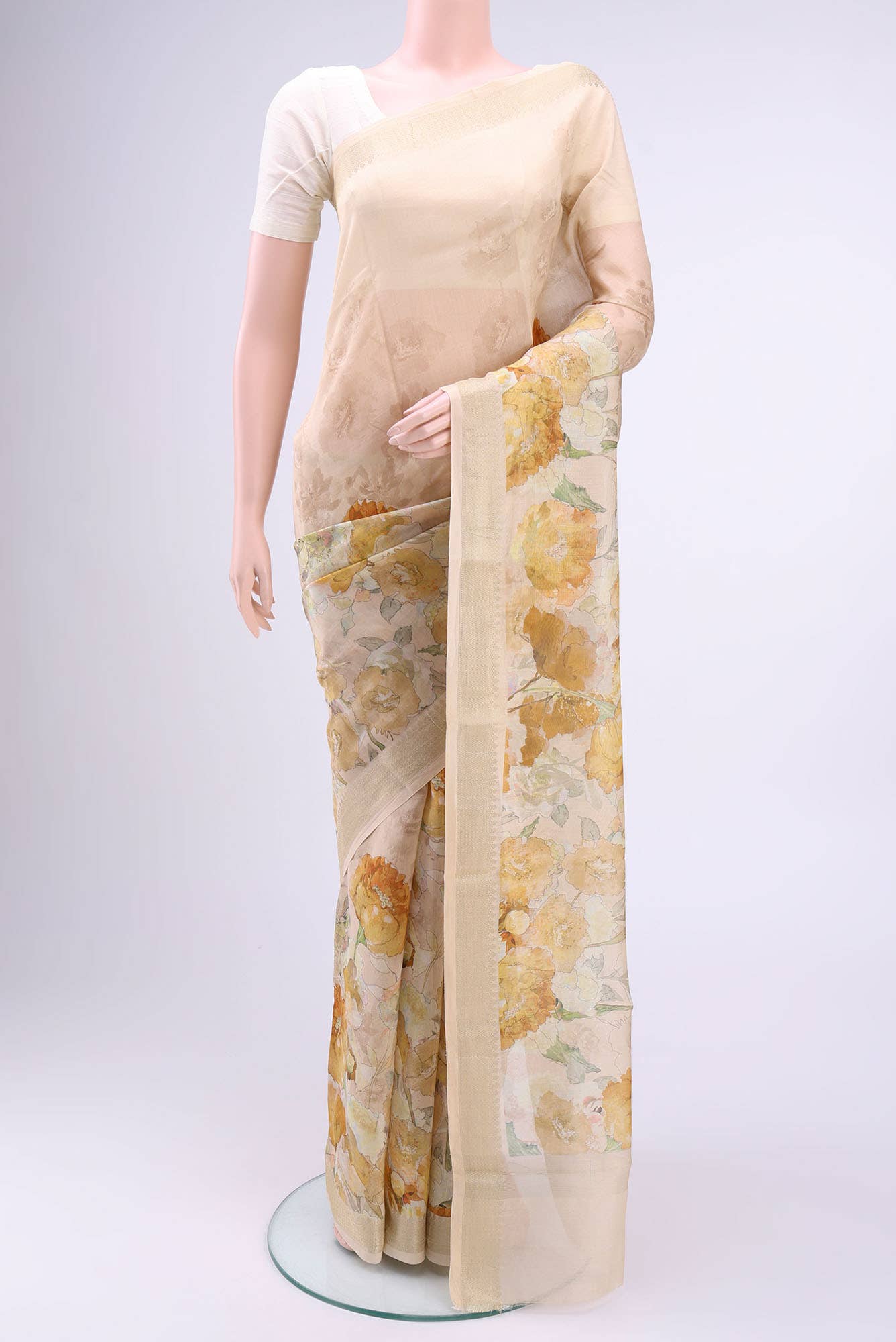 Peach Chanderi Silk Cotton Saree
