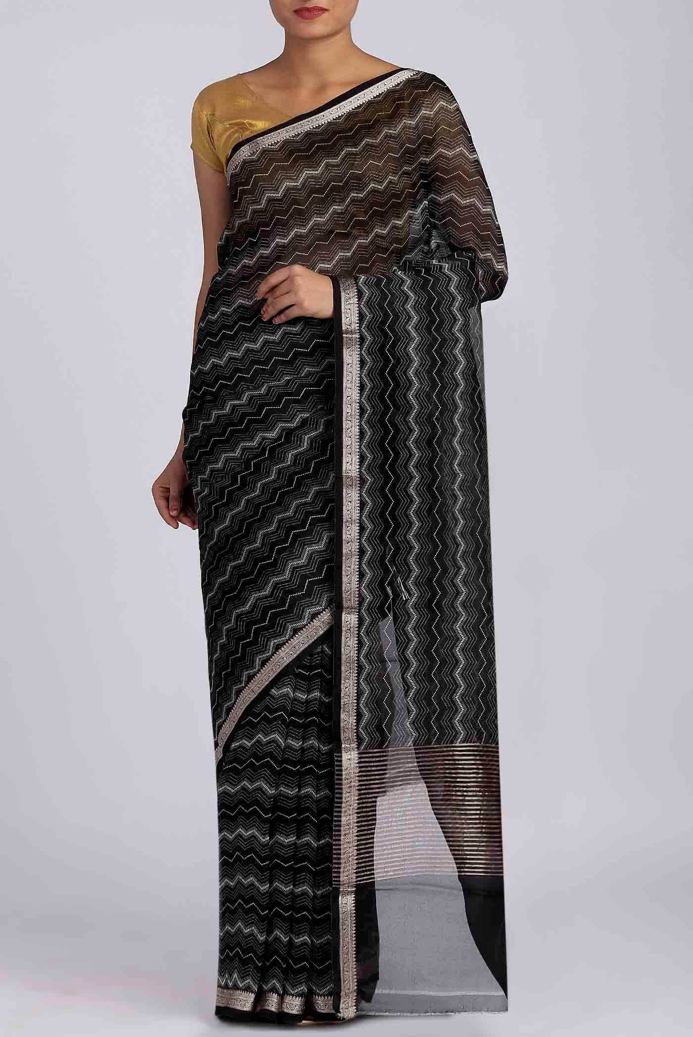 Black Organza Silk Saree