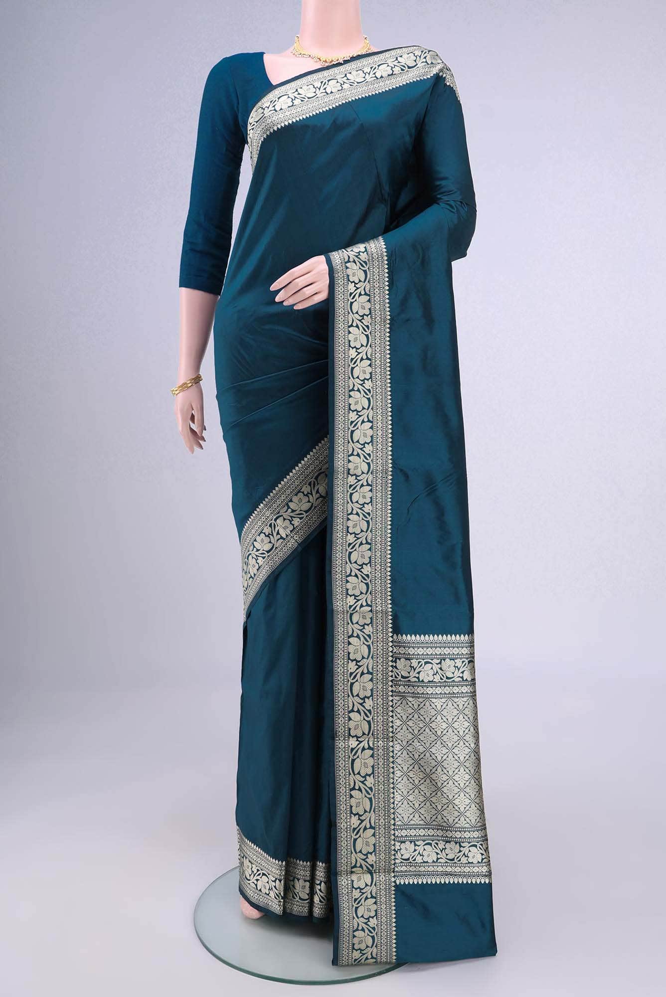 Blue Banarasi Katan Silk Saree