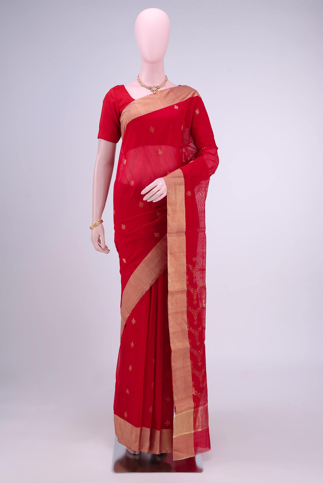 Red Chanderi Silk Cotton Saree