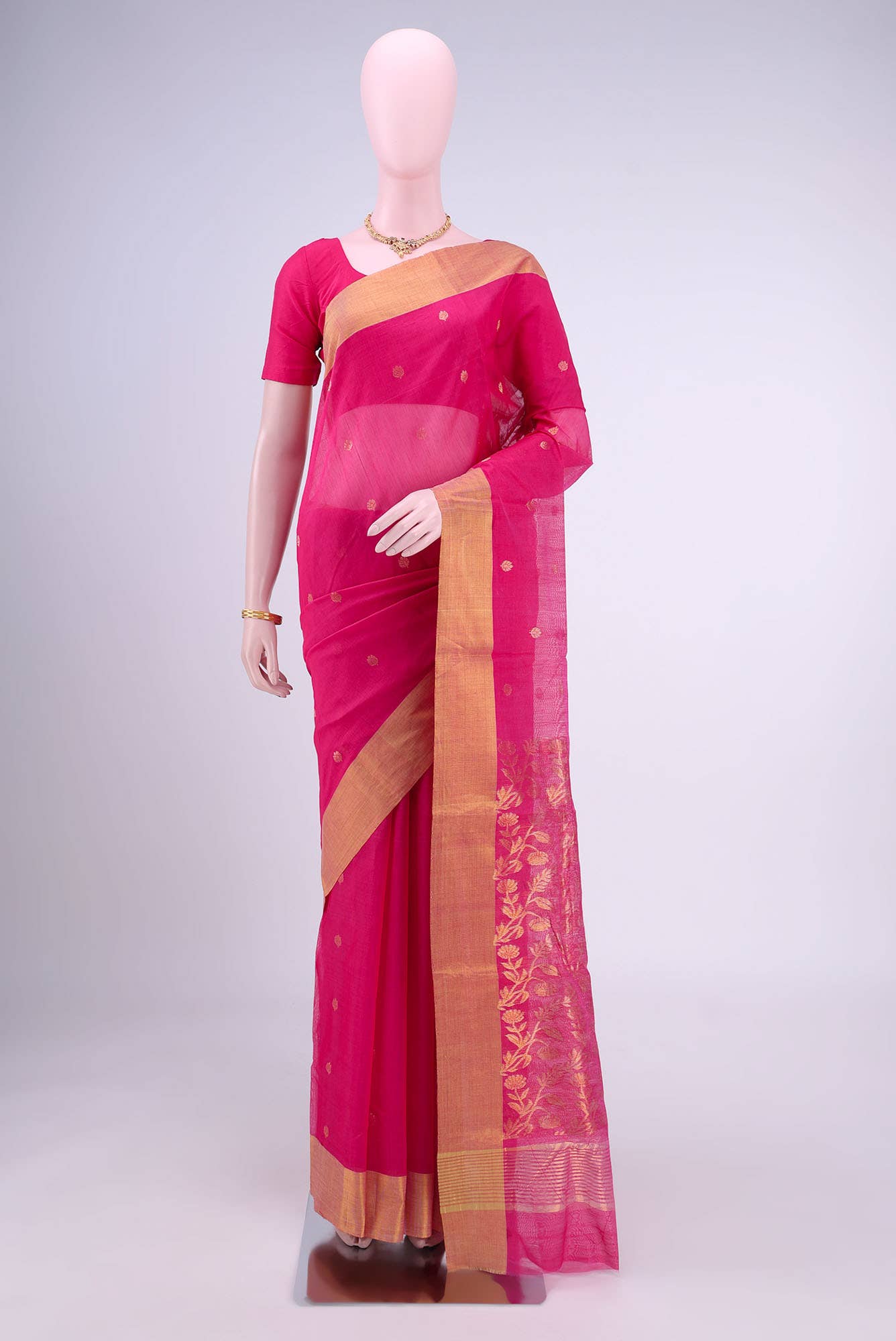 Rani Pink Chanderi Silk Cotton Saree