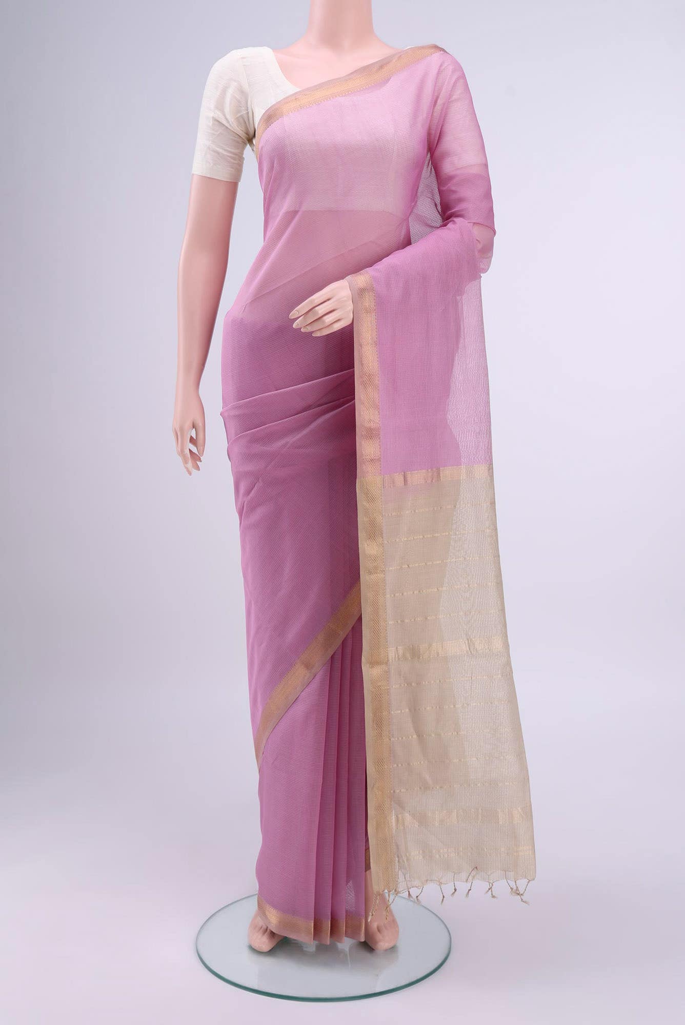 Pink Maheshwari Silk Cotton Saree