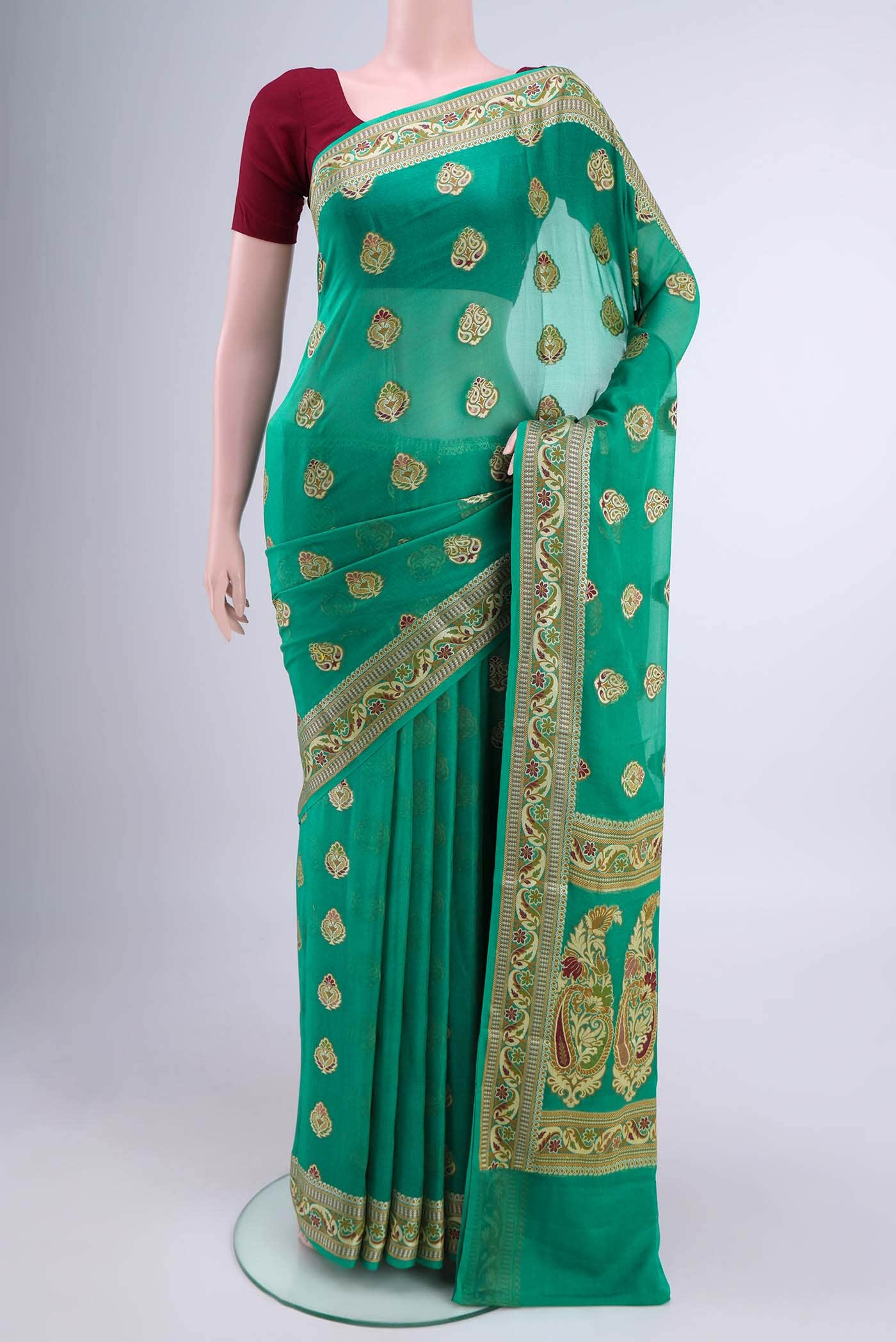 Green Blended Georgette Saree