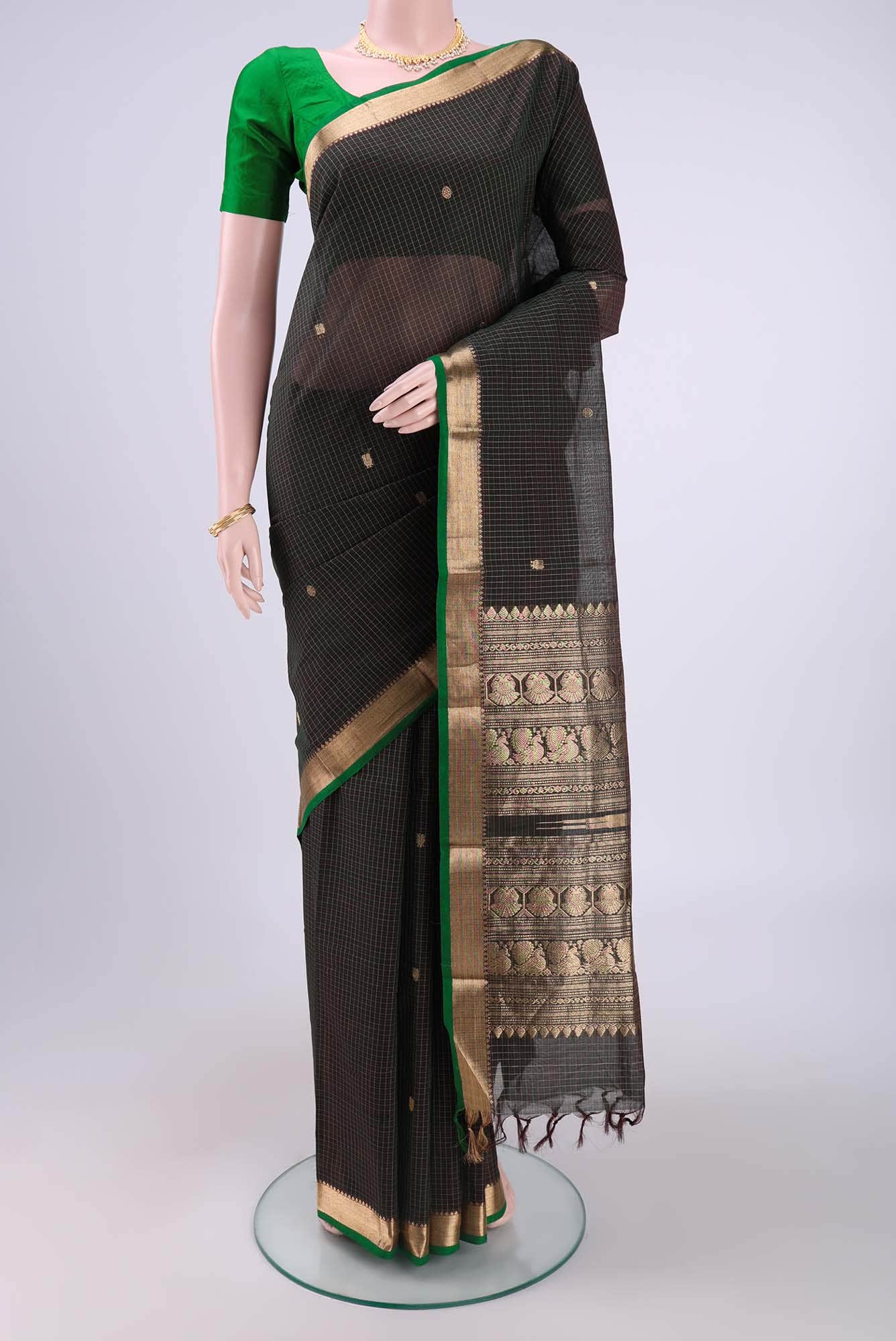 Mehandi Green Kanchi Cotton Saree