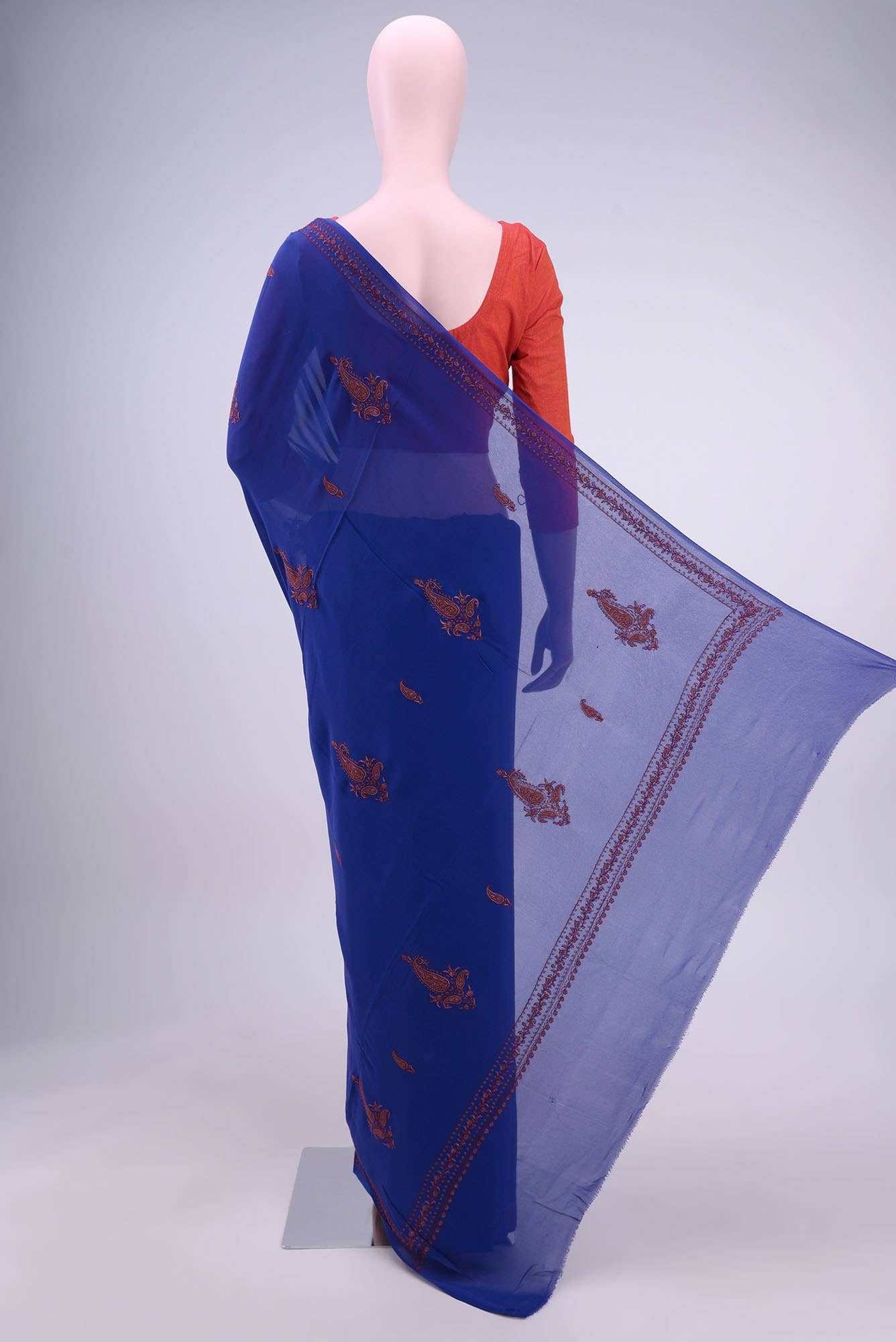 Royal Blue Kashmiri Saree