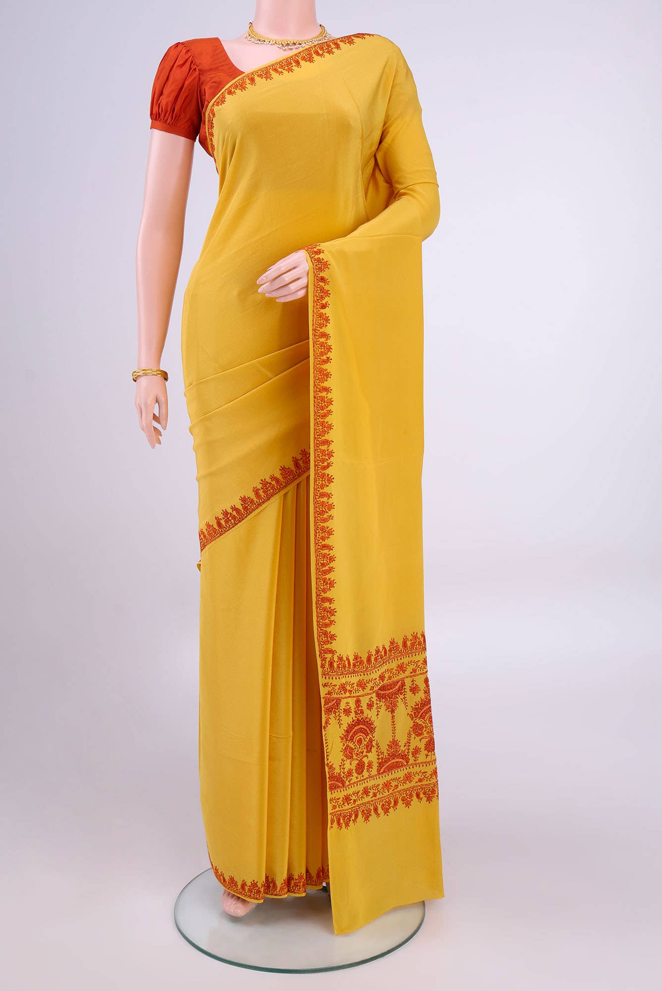 Yellow Kashmiri Saree