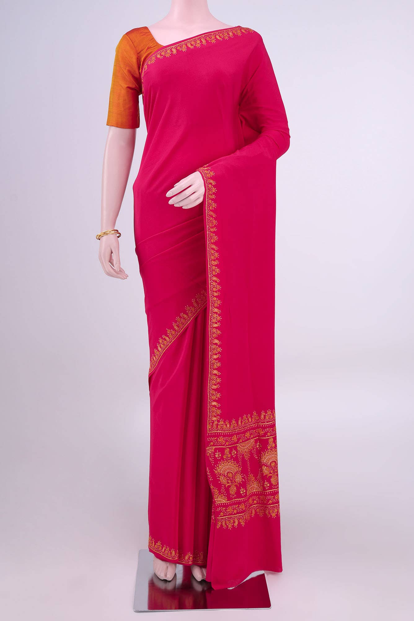 Rani Pink Kashmiri Saree