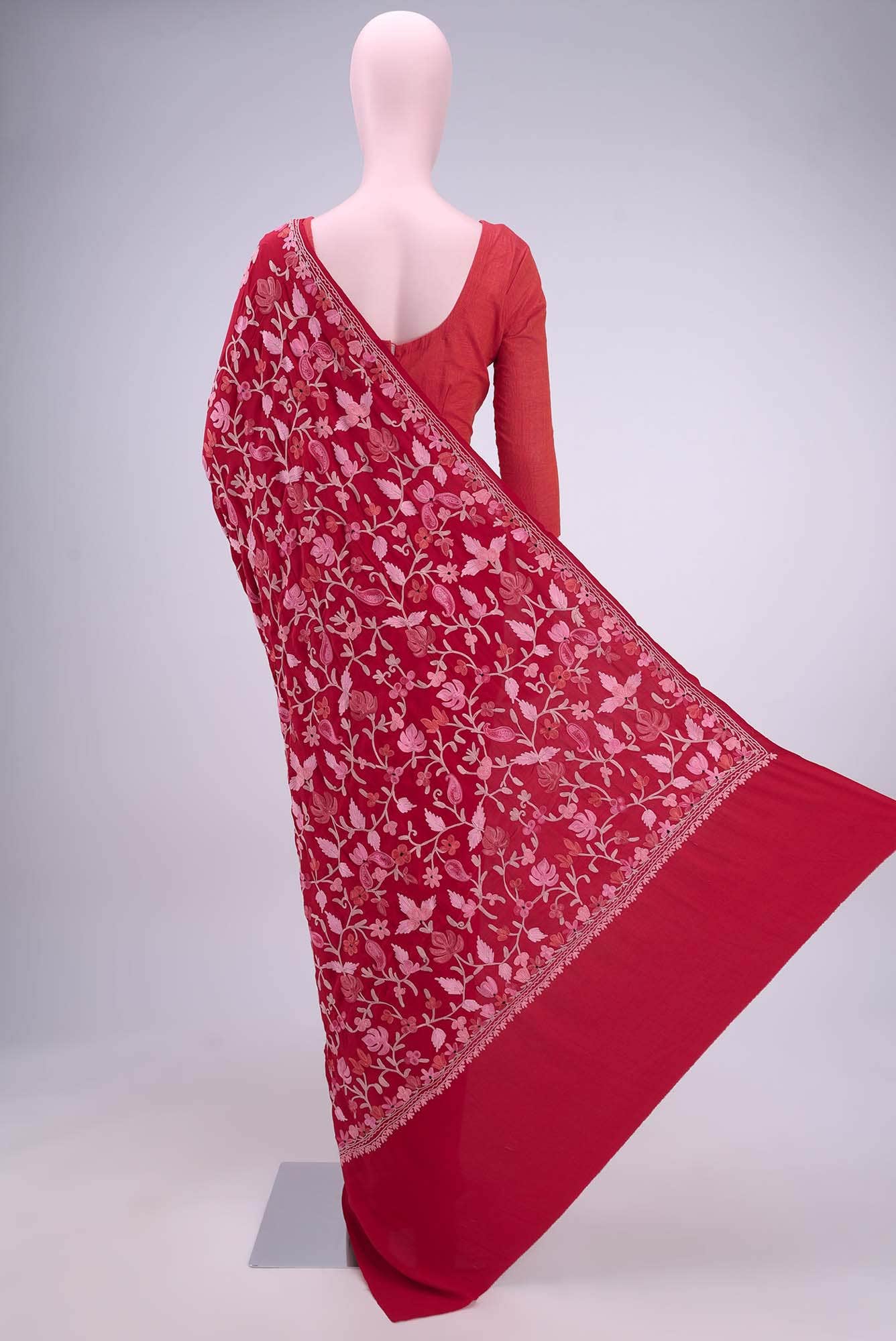 Imperial Red Kashmiri Saree