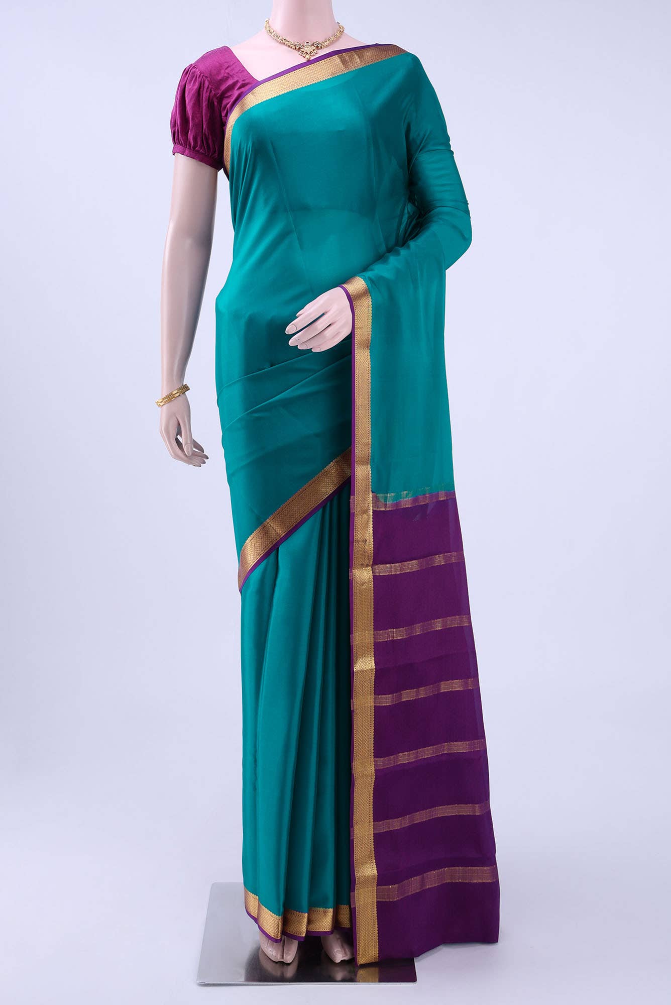 Blue Crepe Saree