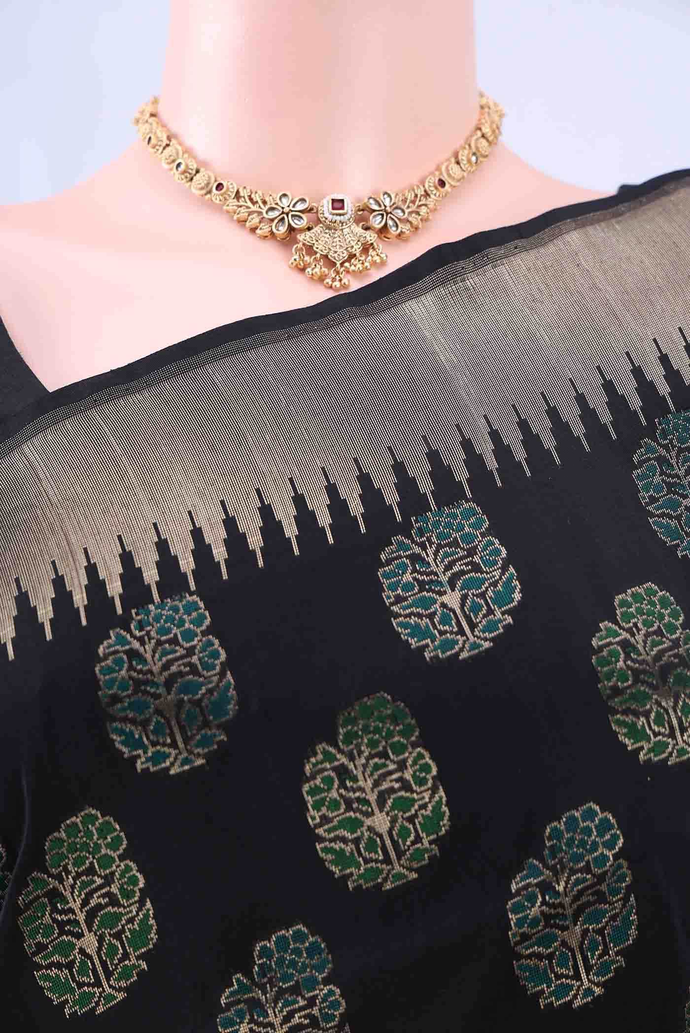 Black Banarasi Silk Saree