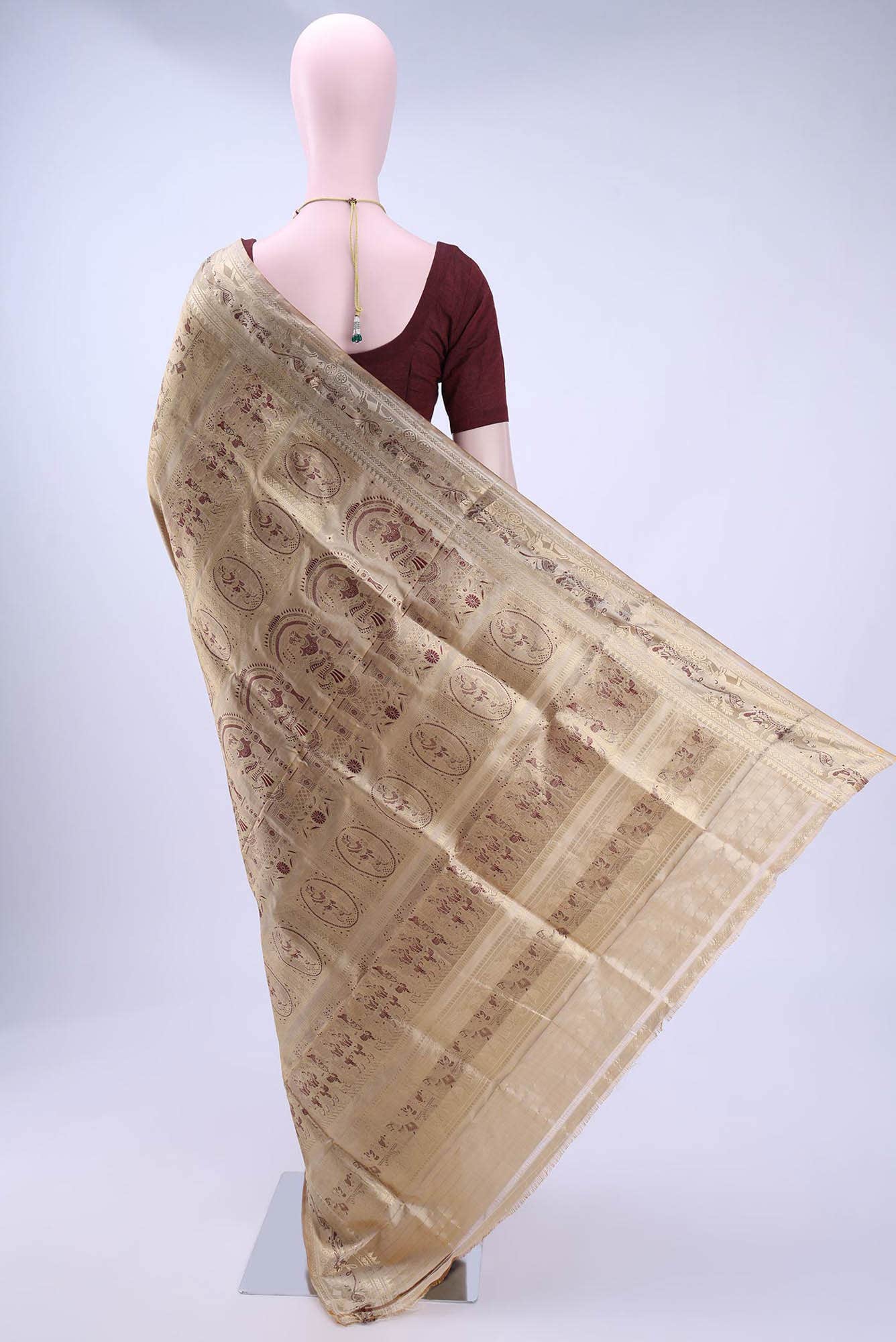Beige Baluchari Silk Saree