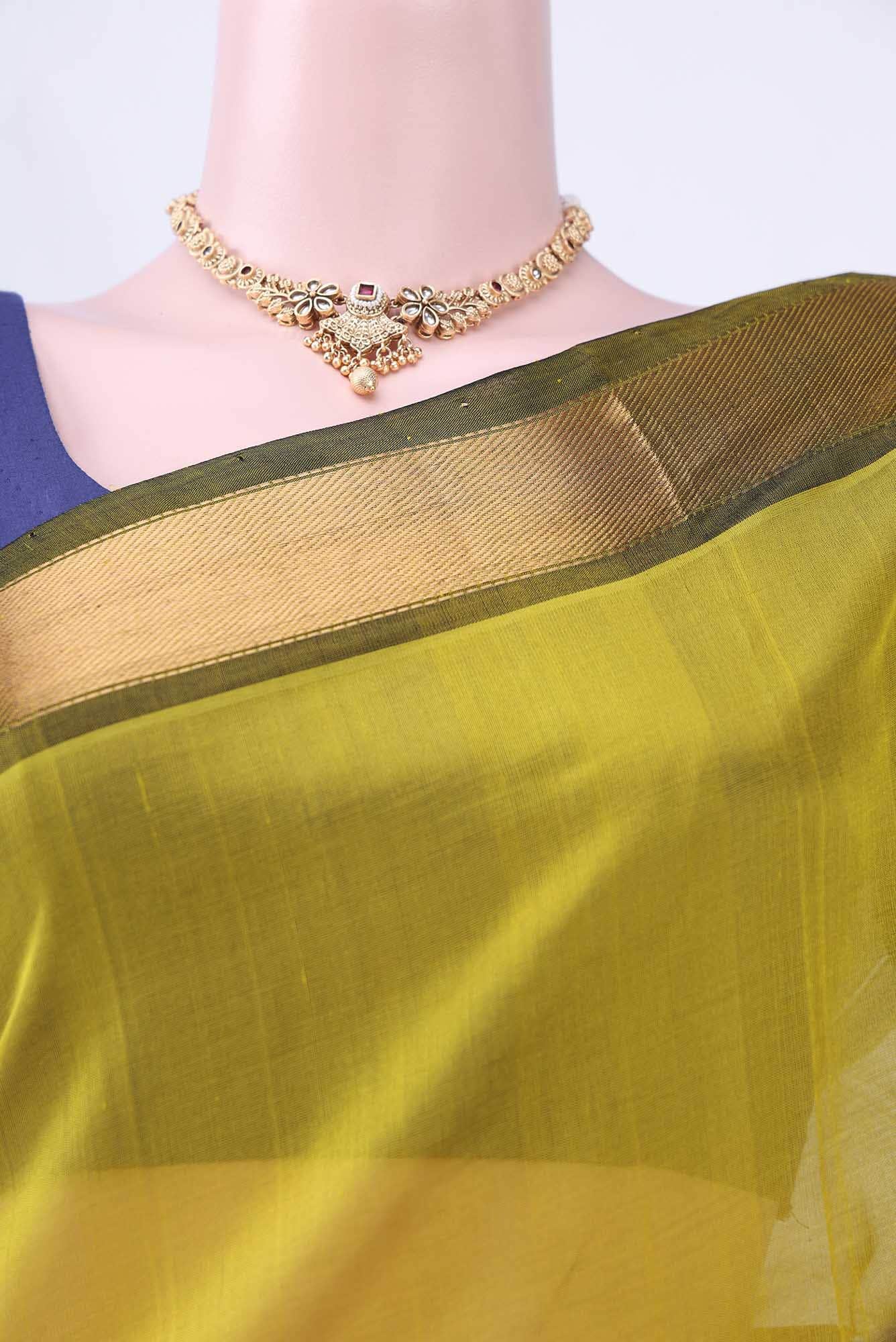 Acid Green Silk Cotton Saree