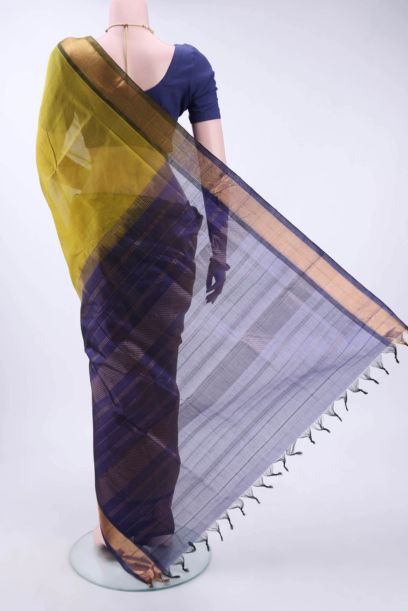 Acid Green Silk Cotton Saree