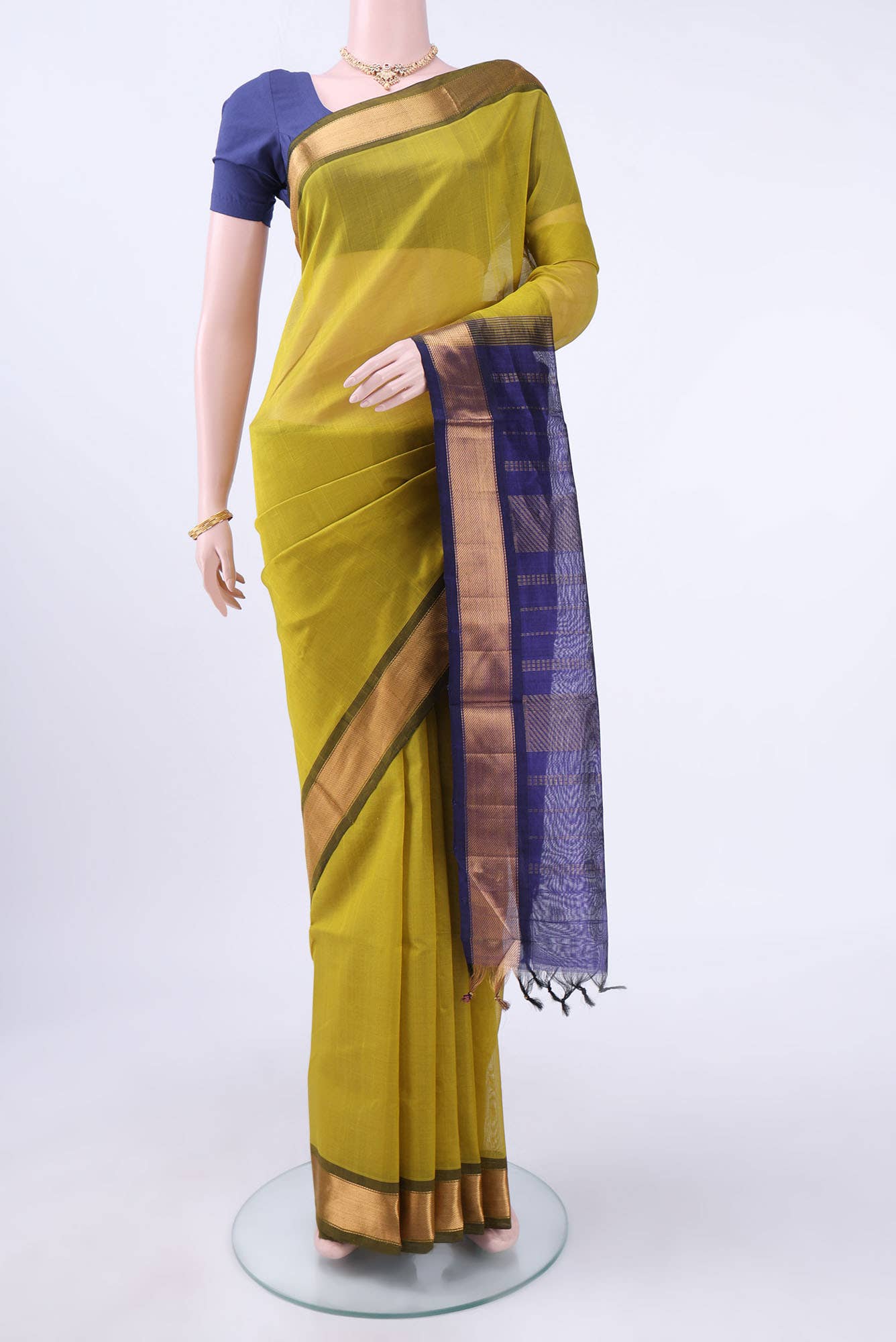 Acid Green Silk Cotton Saree