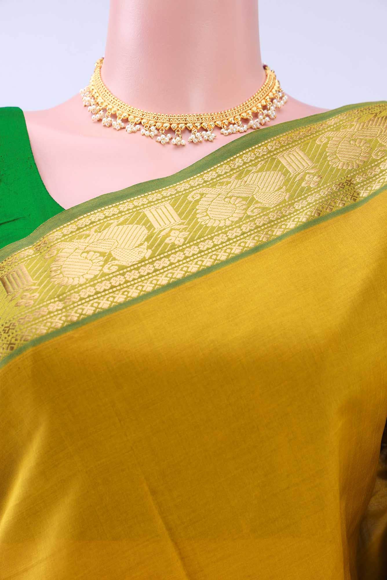 Acid Green Silk Cotton Saree
