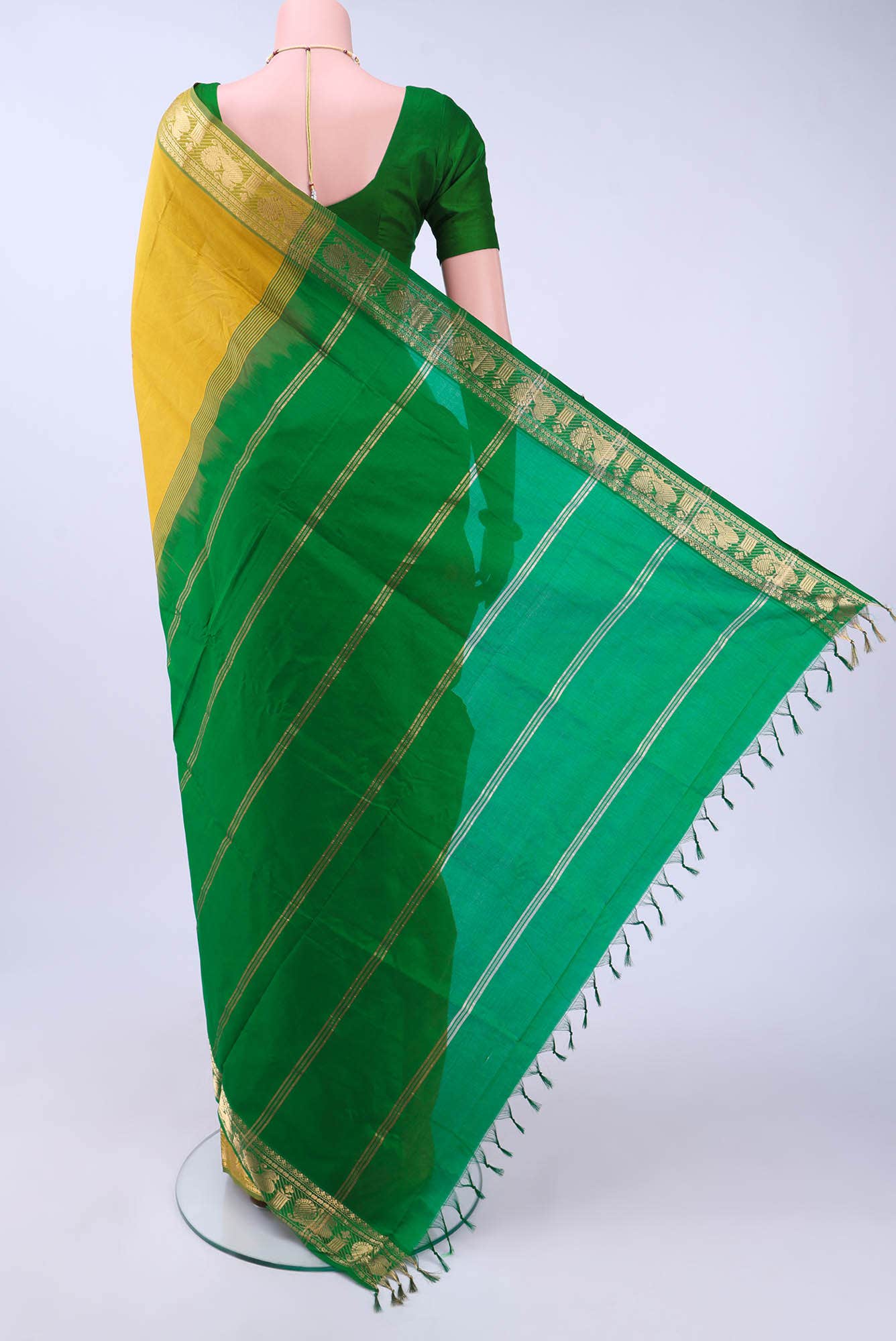 Acid Green Silk Cotton Saree