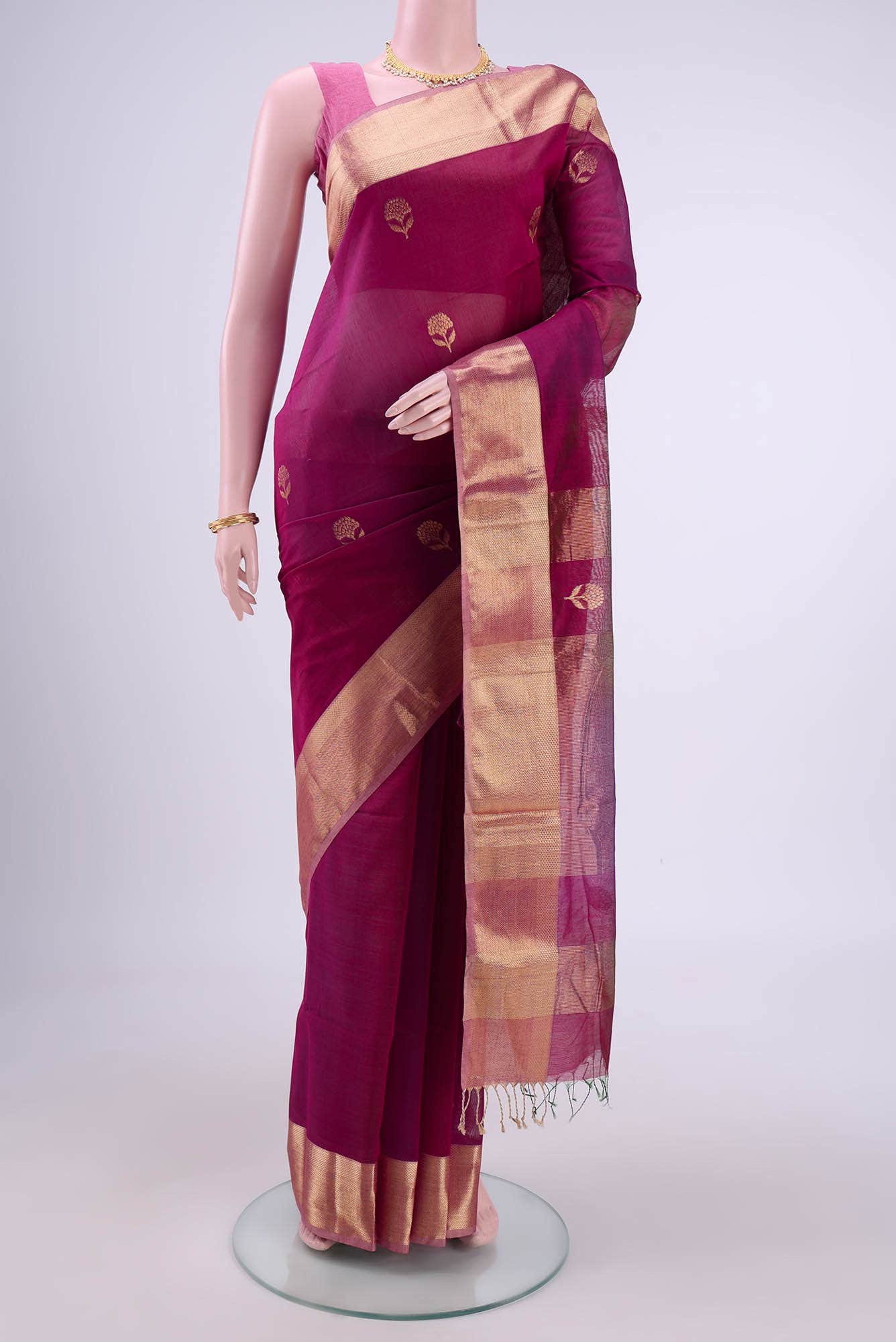 Magenta Maheshwari Silk Saree