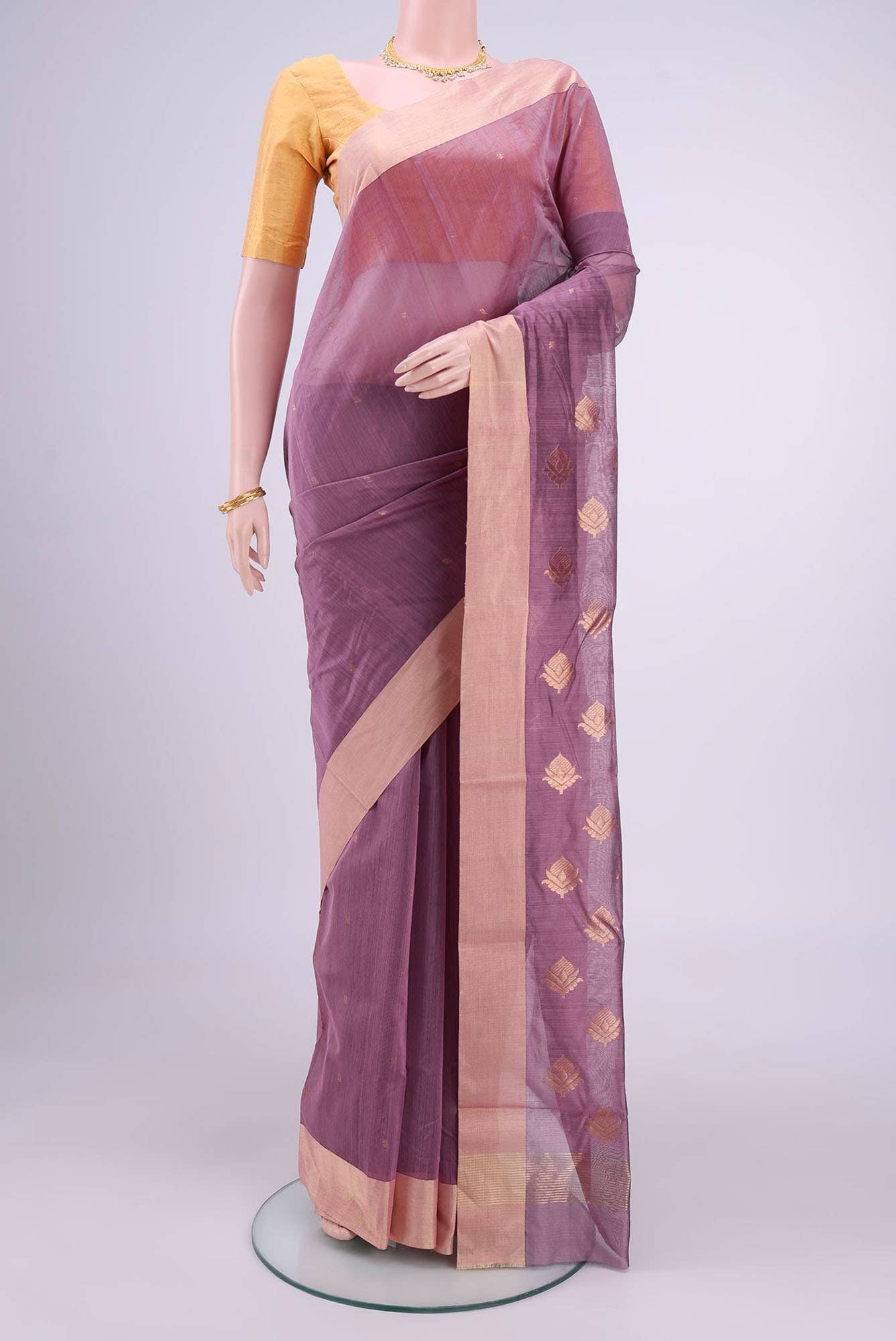 Mauve Dual Tone Chanderi Silk Cotton Saree