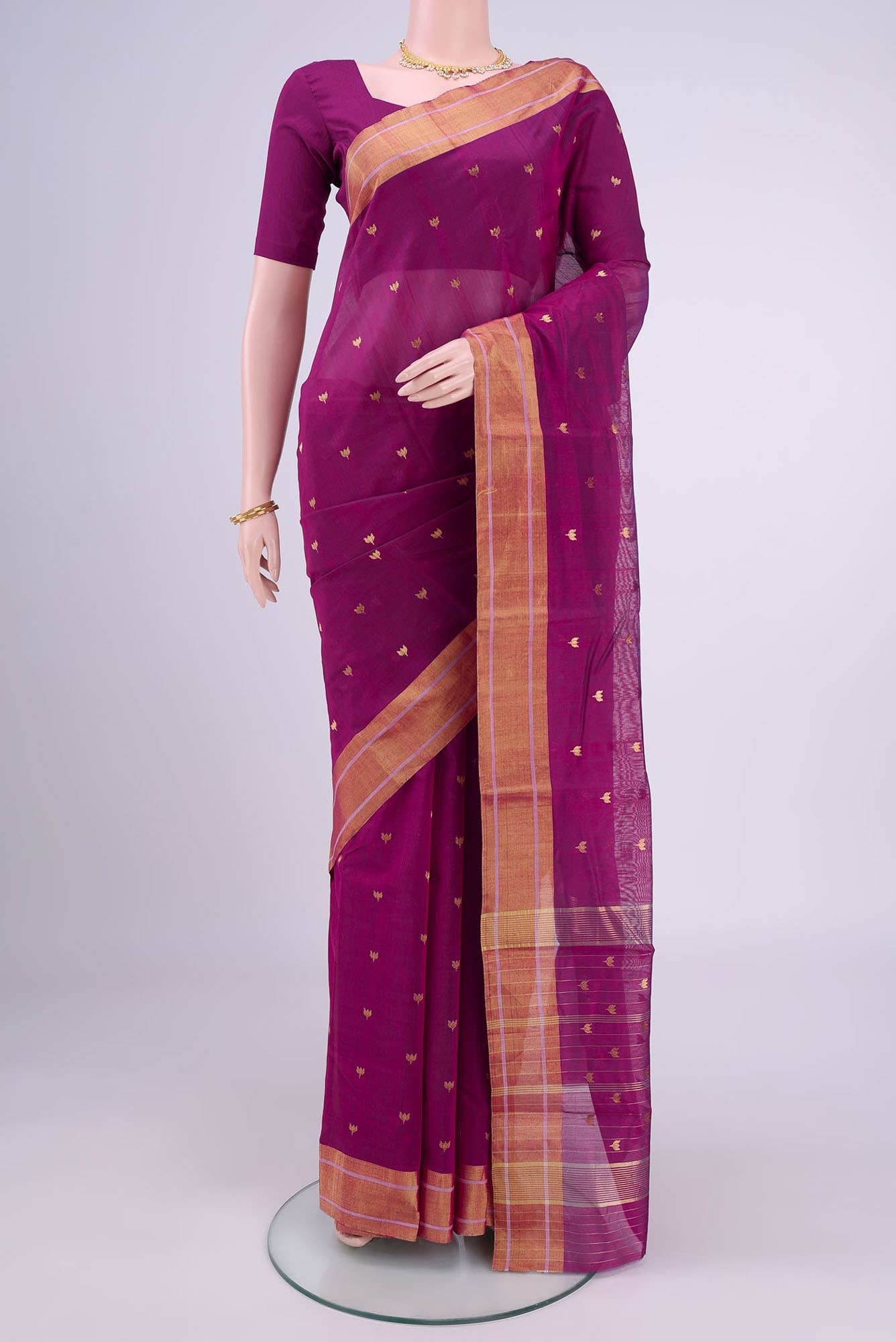 Magenta Chanderi Silk Cotton Saree