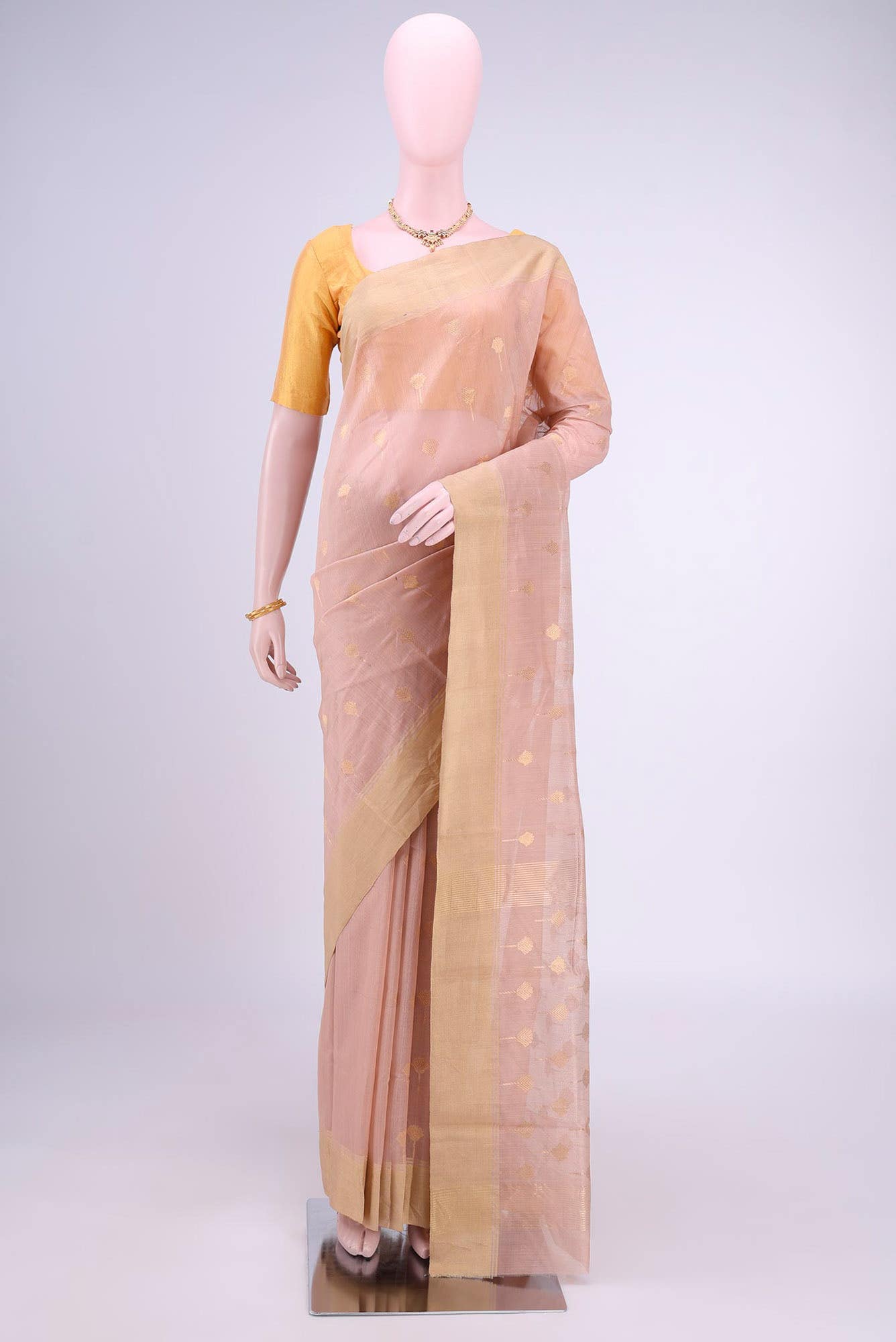 Peach Chanderi Silk Cotton Saree