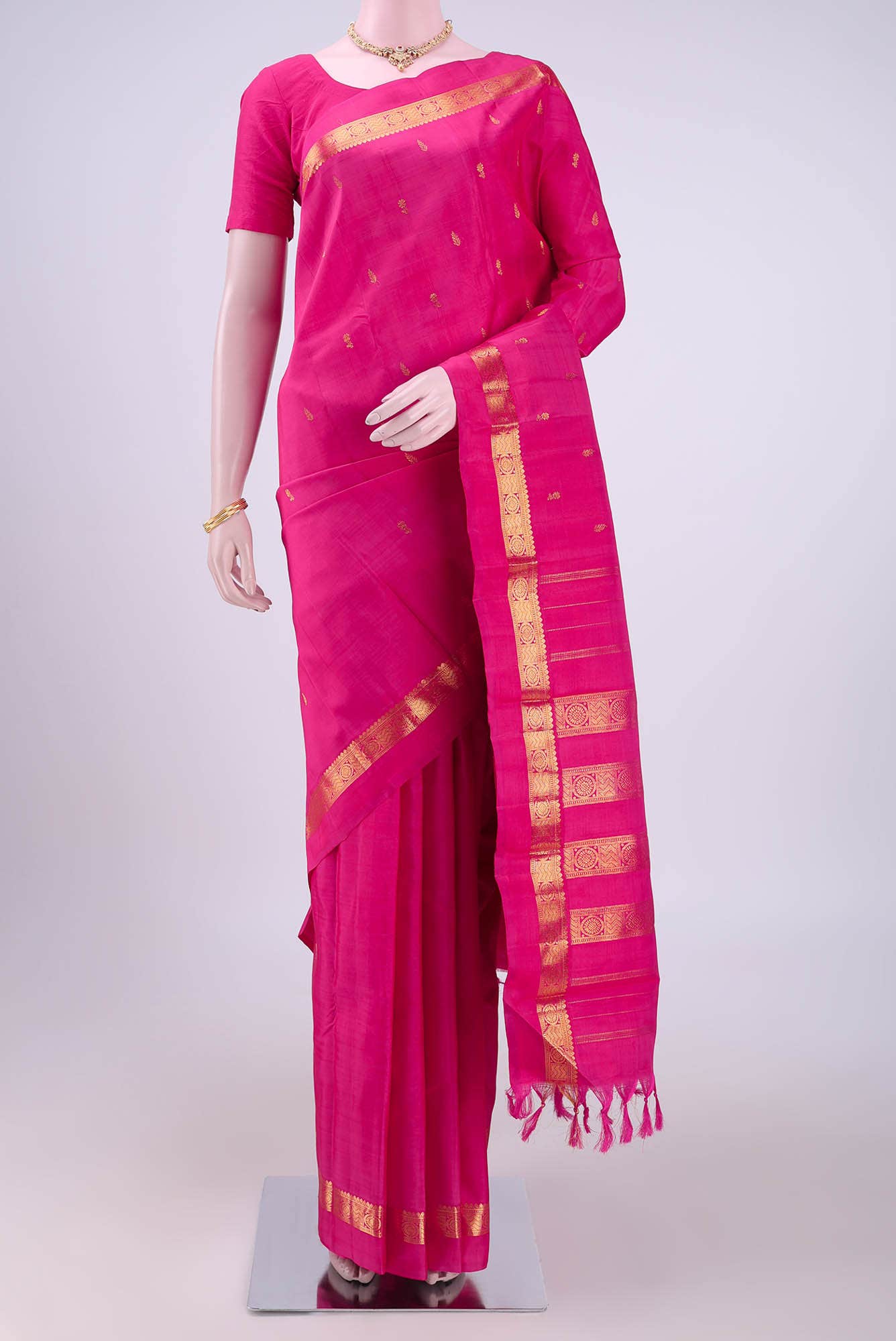 Dark Pink Kanchipuram Silk Saree