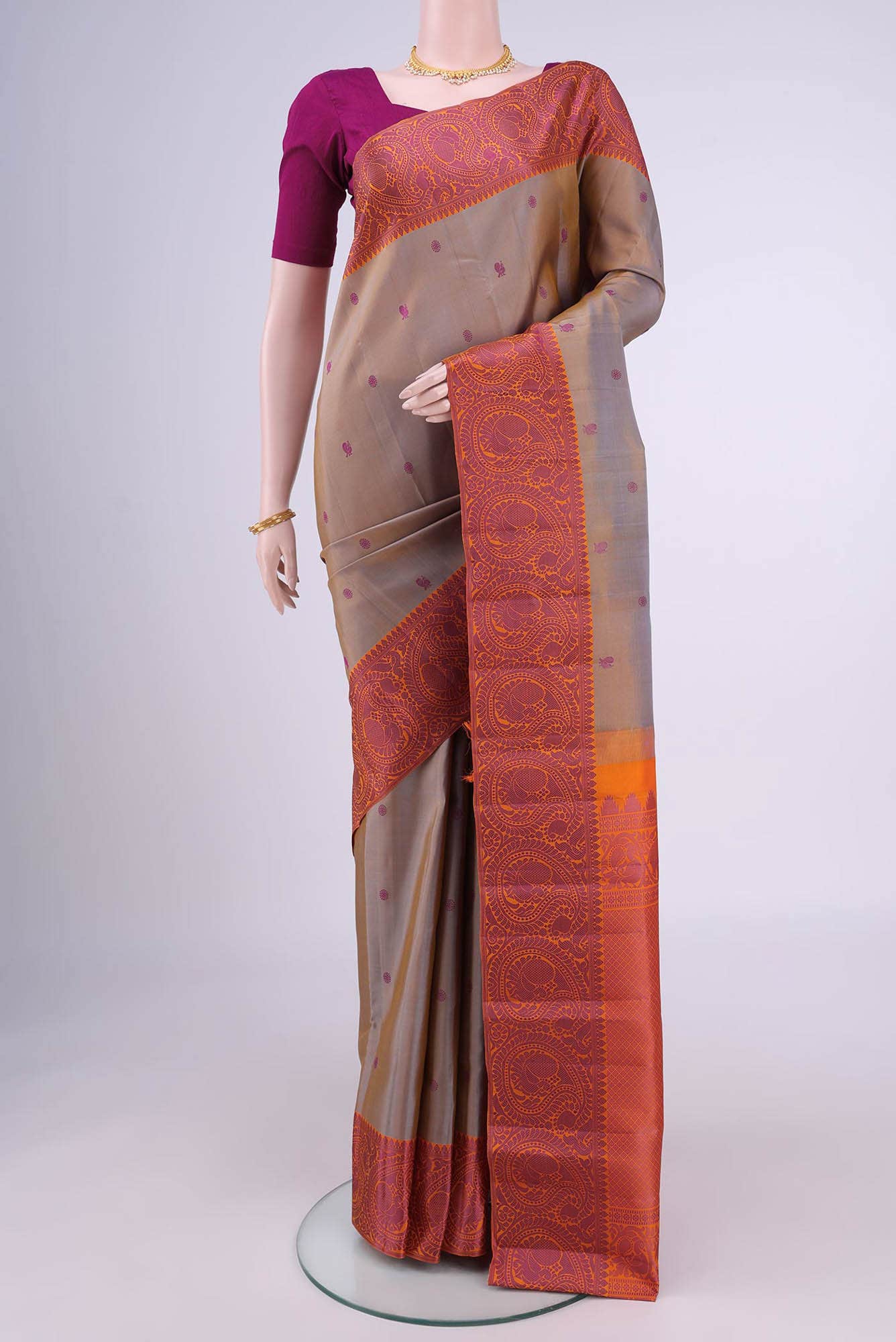 Beige Kanchipuram Saree