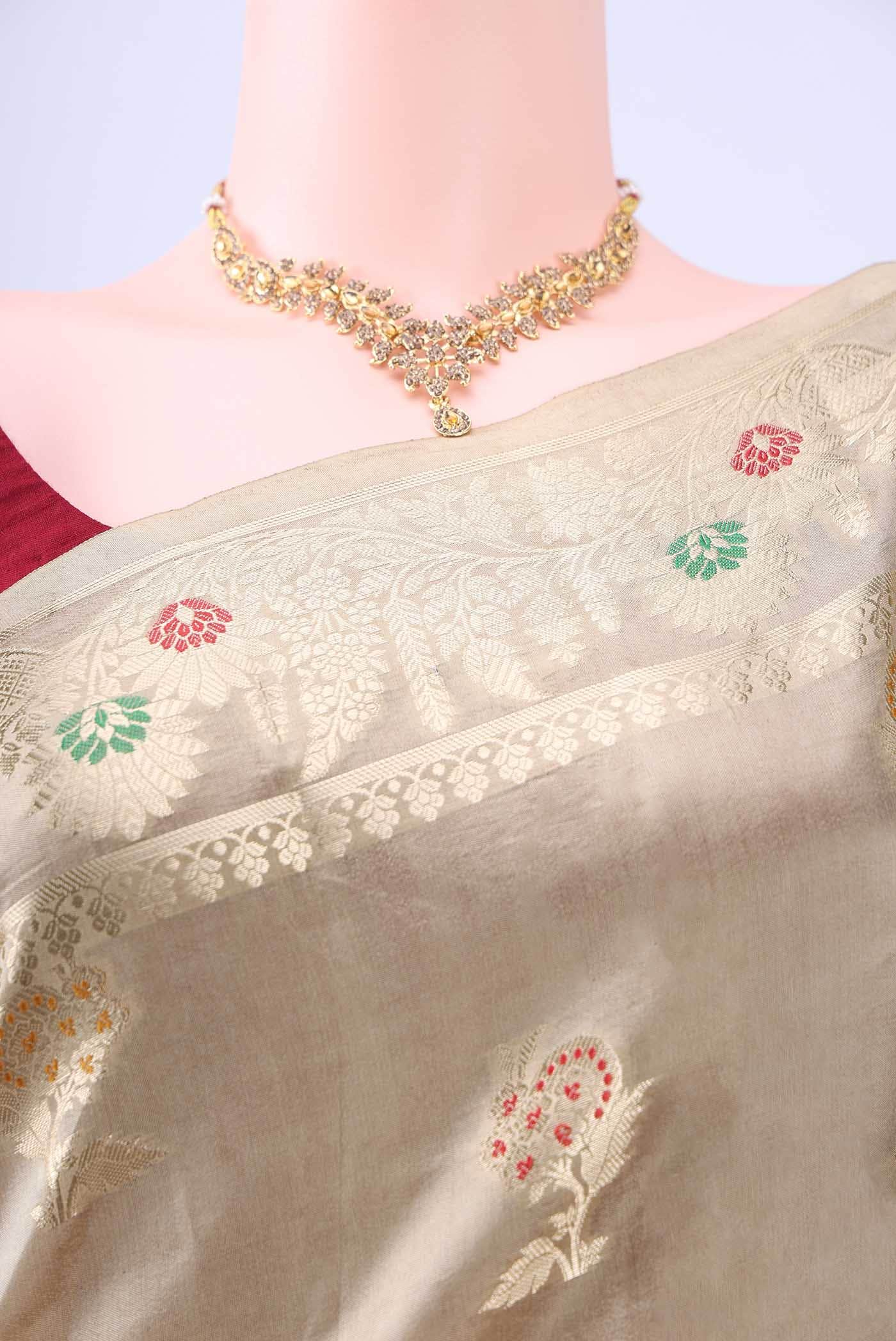 Beige Banarasi Silk Saree
