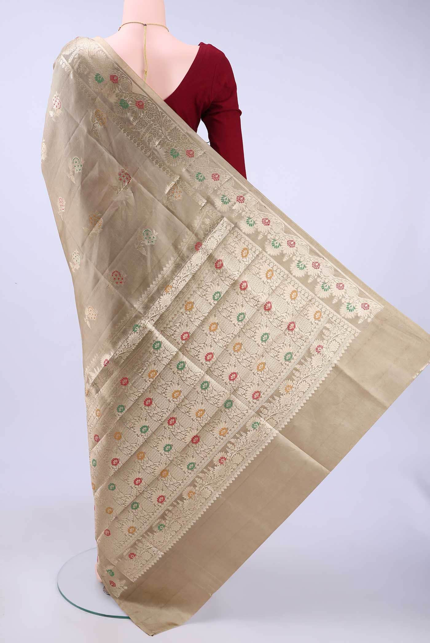 Beige Banarasi Silk Saree