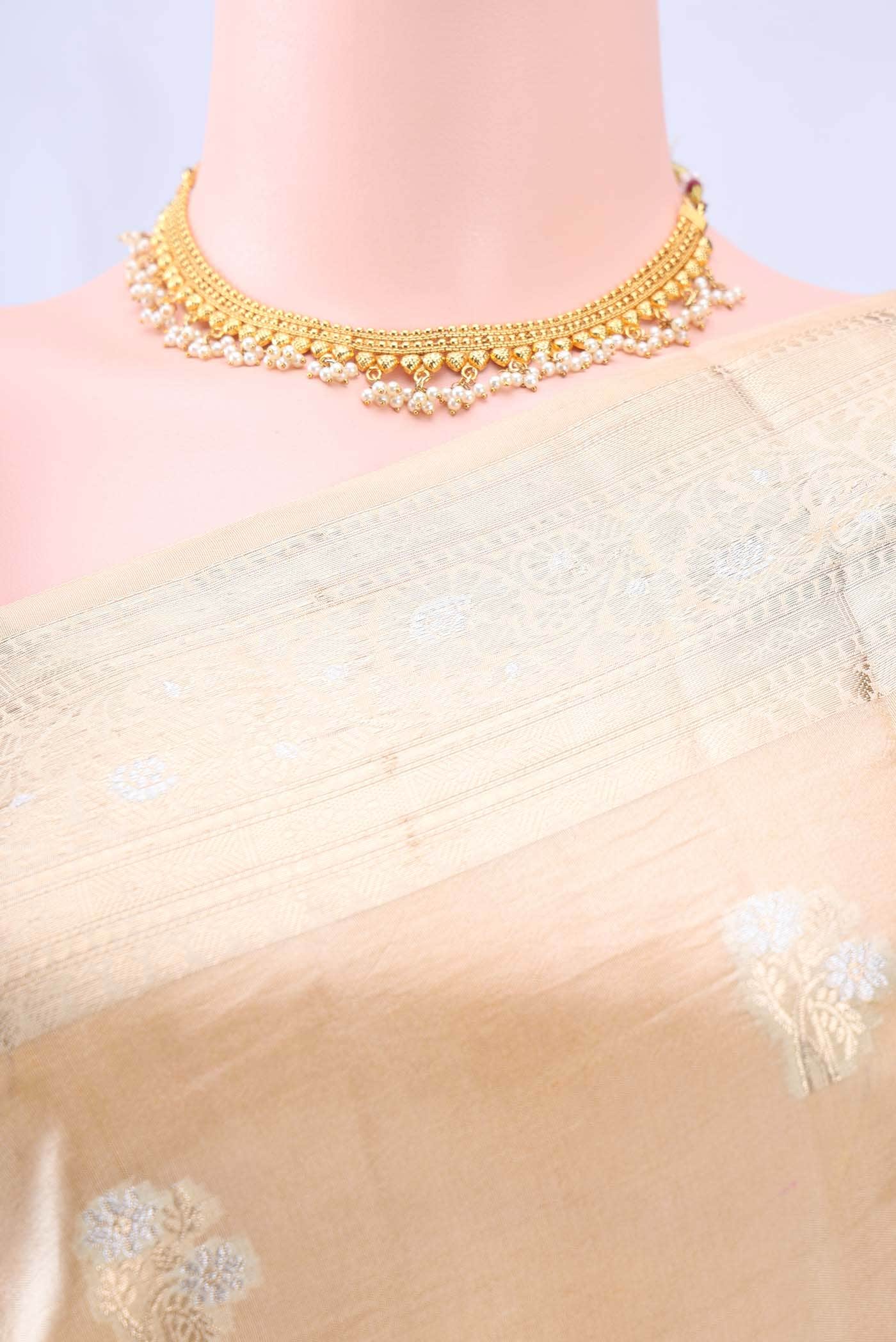 Beige Banarasi Raw Silk Saree