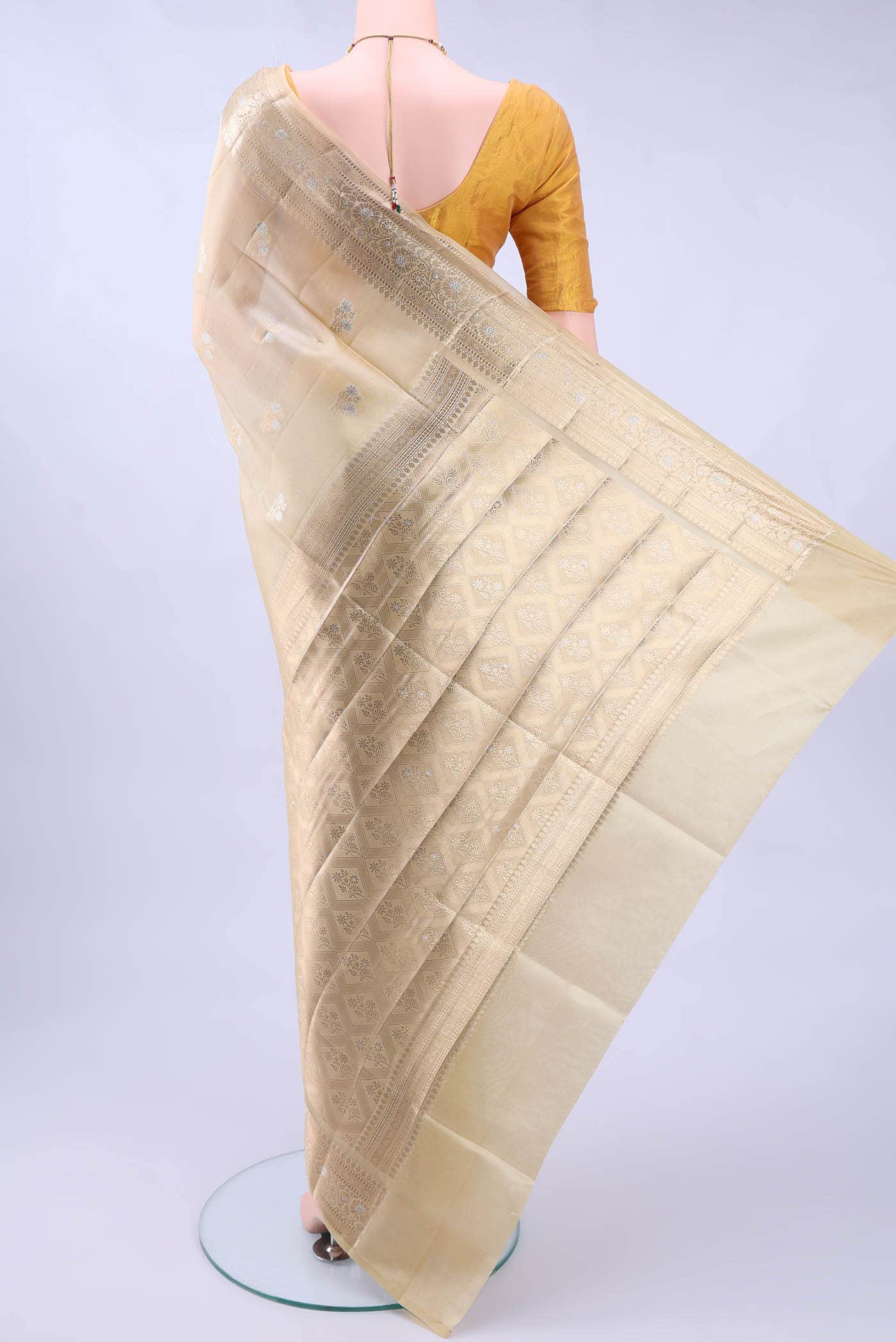 Beige Banarasi Raw Silk Saree